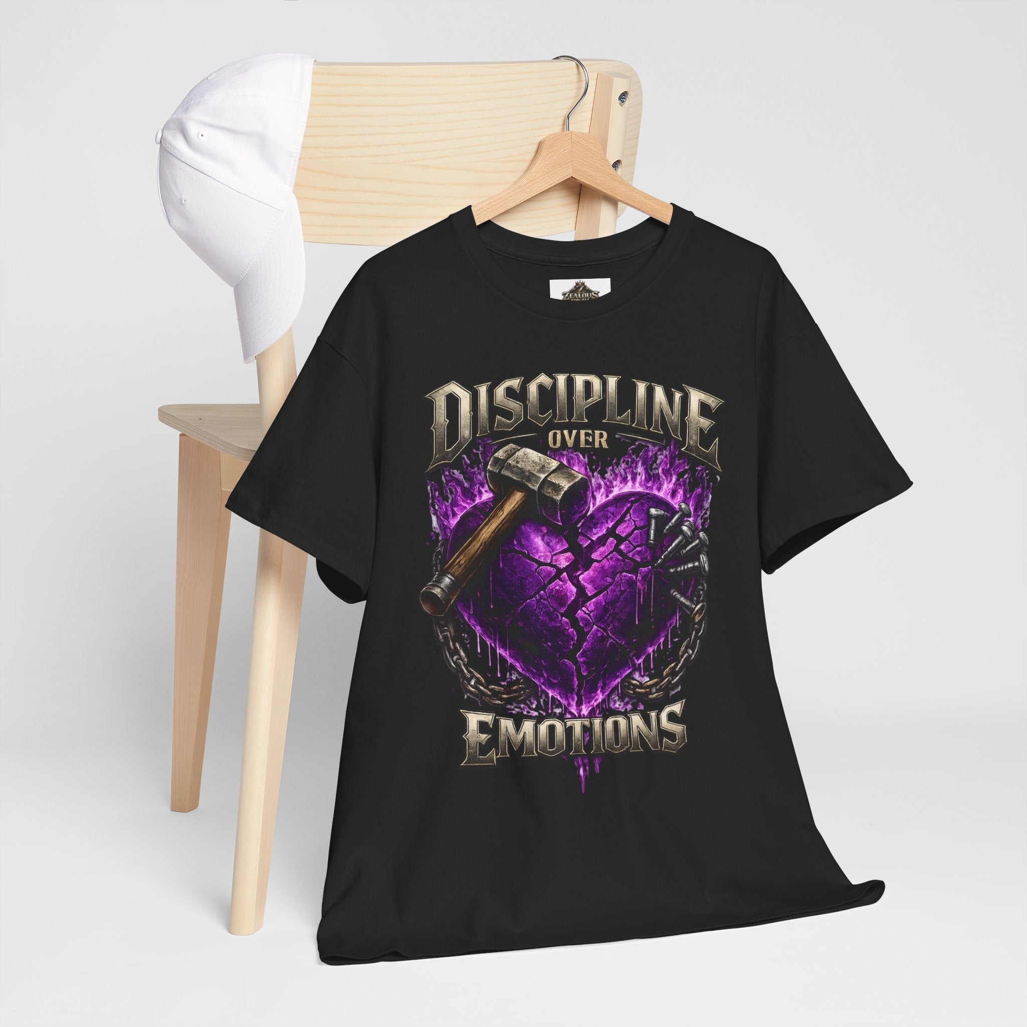 Adult Discipline Over Emotions Graphic T-Shirt (Purple Heart)
