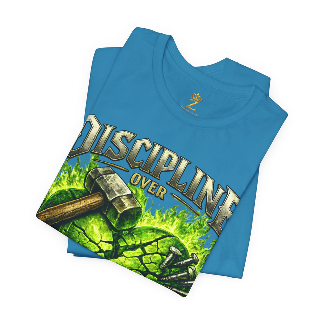 Discipline Over Emotions Premium Graphic T-Shirt (Lime Green Heart) Printify