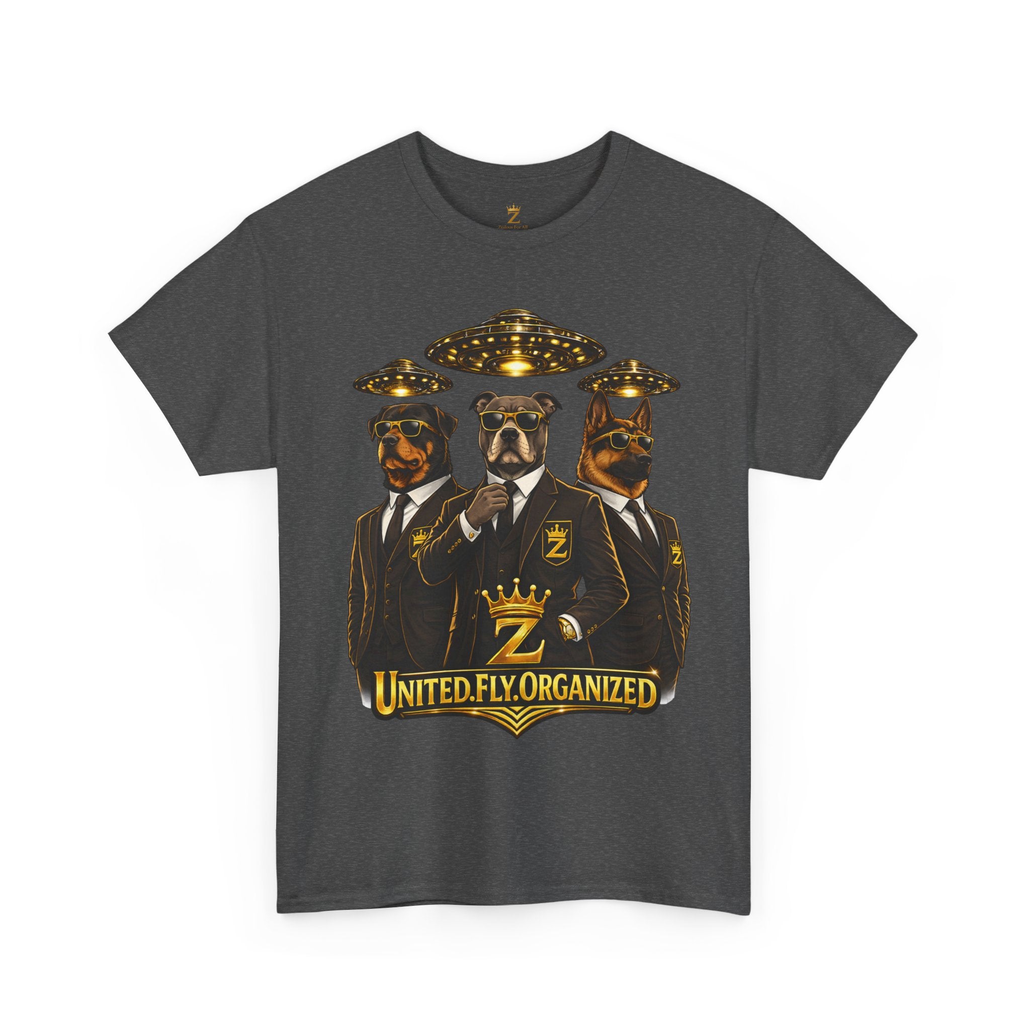 Adult "United. Fly. Organized." Graphic Tee (Gold) Printify