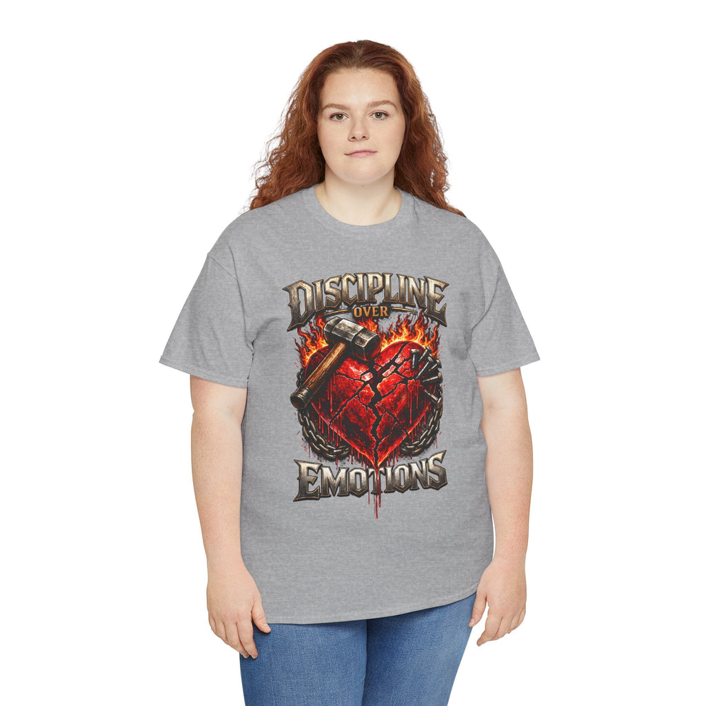 Discipline Over Emotions Graphic T-Shirt (Red Heart) Printify