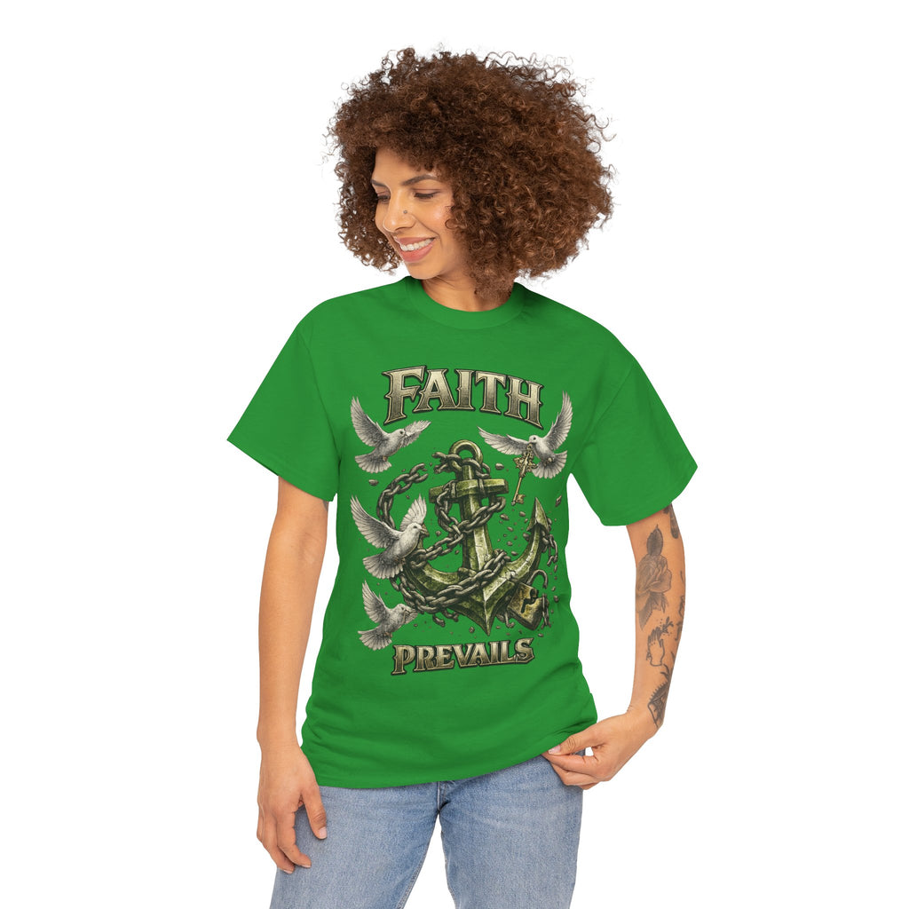 Adult Faith Prevails Anchor T-Shirt (Green Anchor) Printify