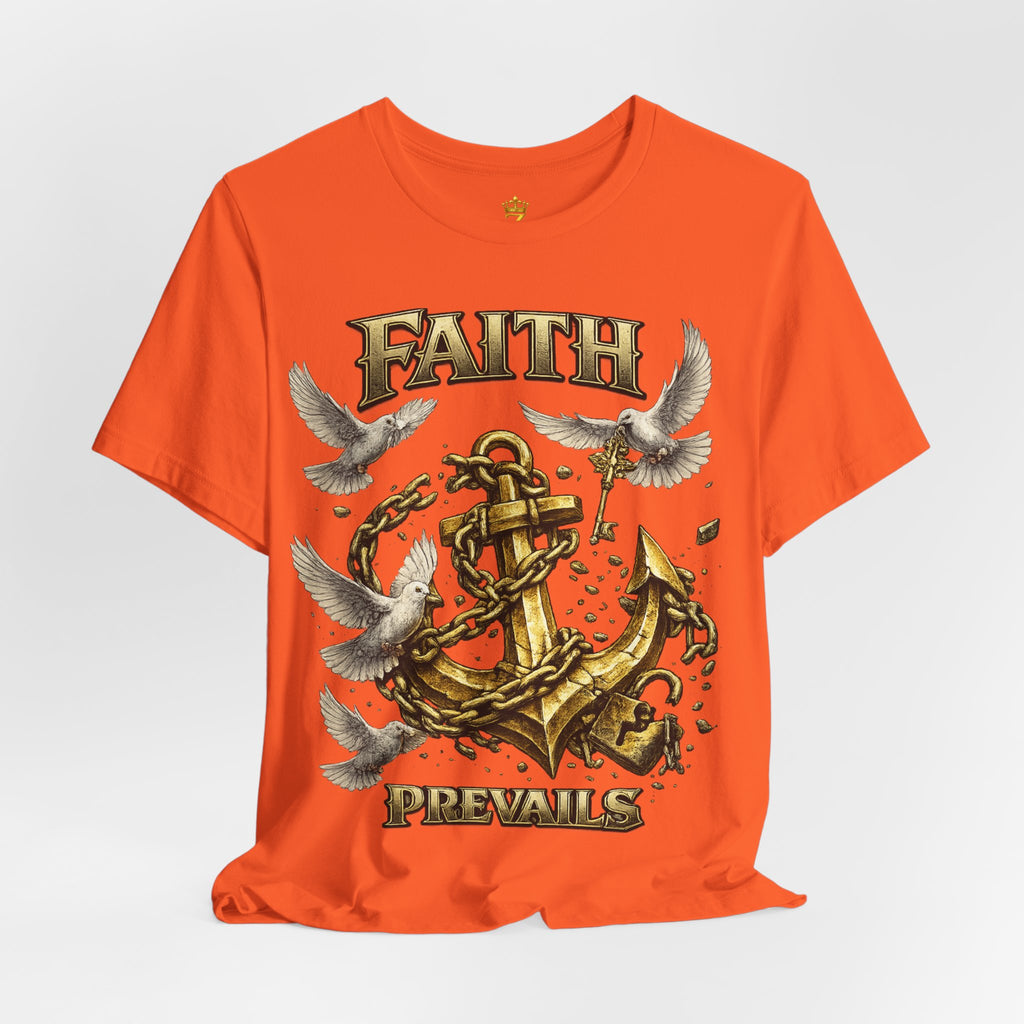 Faith Prevails T‑Shirt (Gold Anchor) Printify