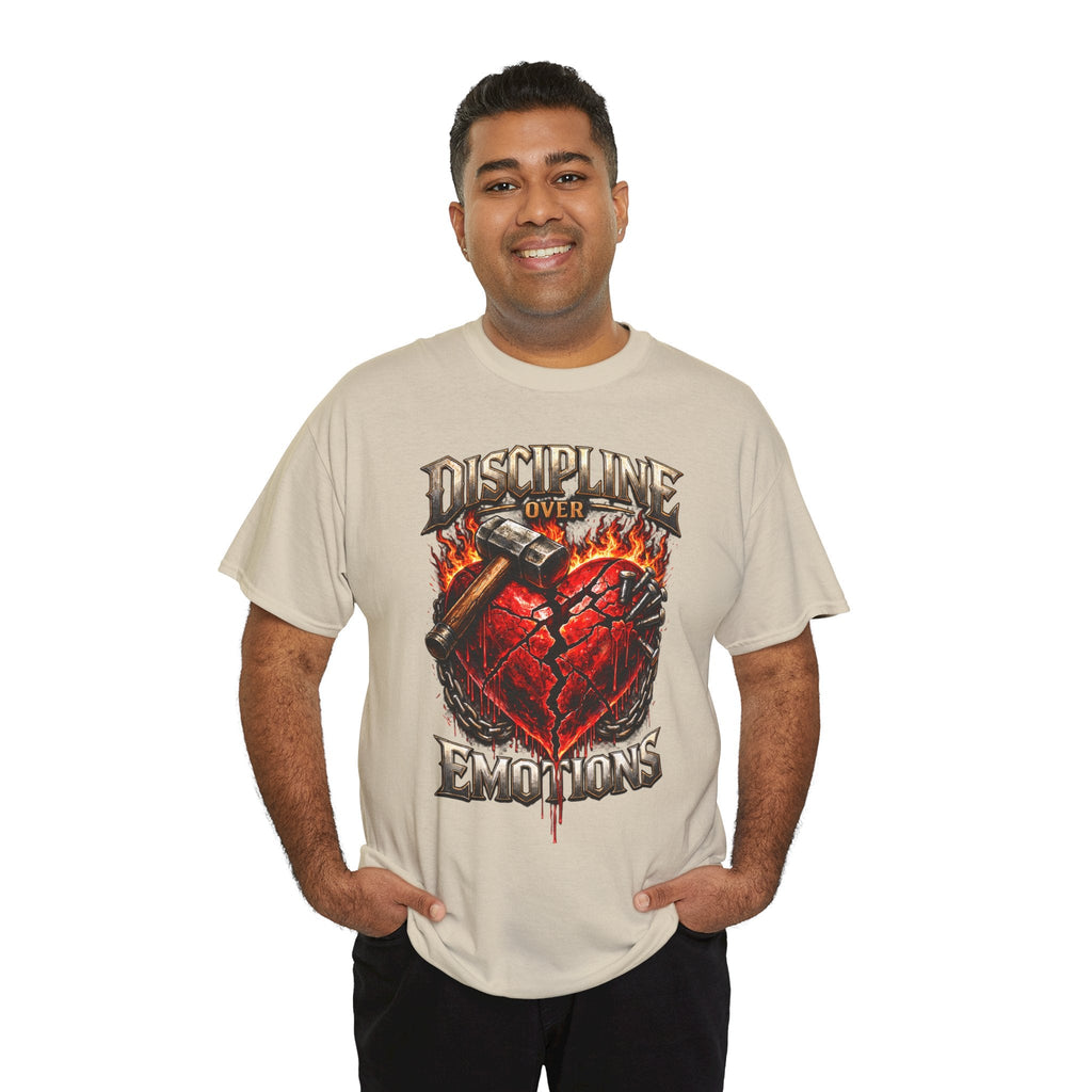 Discipline Over Emotions Graphic T-Shirt (Red Heart) Printify