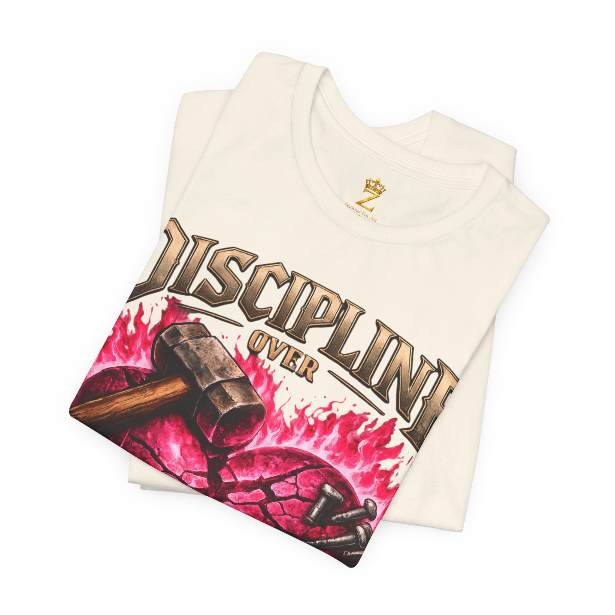 Discipline Over Emotions Premium Graphic T-Shirt (Hot Pink Heart) Printify