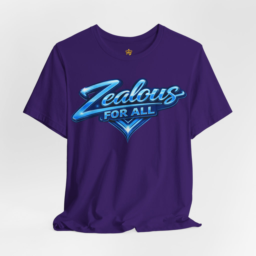Zealous For All Graphic T-Shirt (Blue Logo) Printify