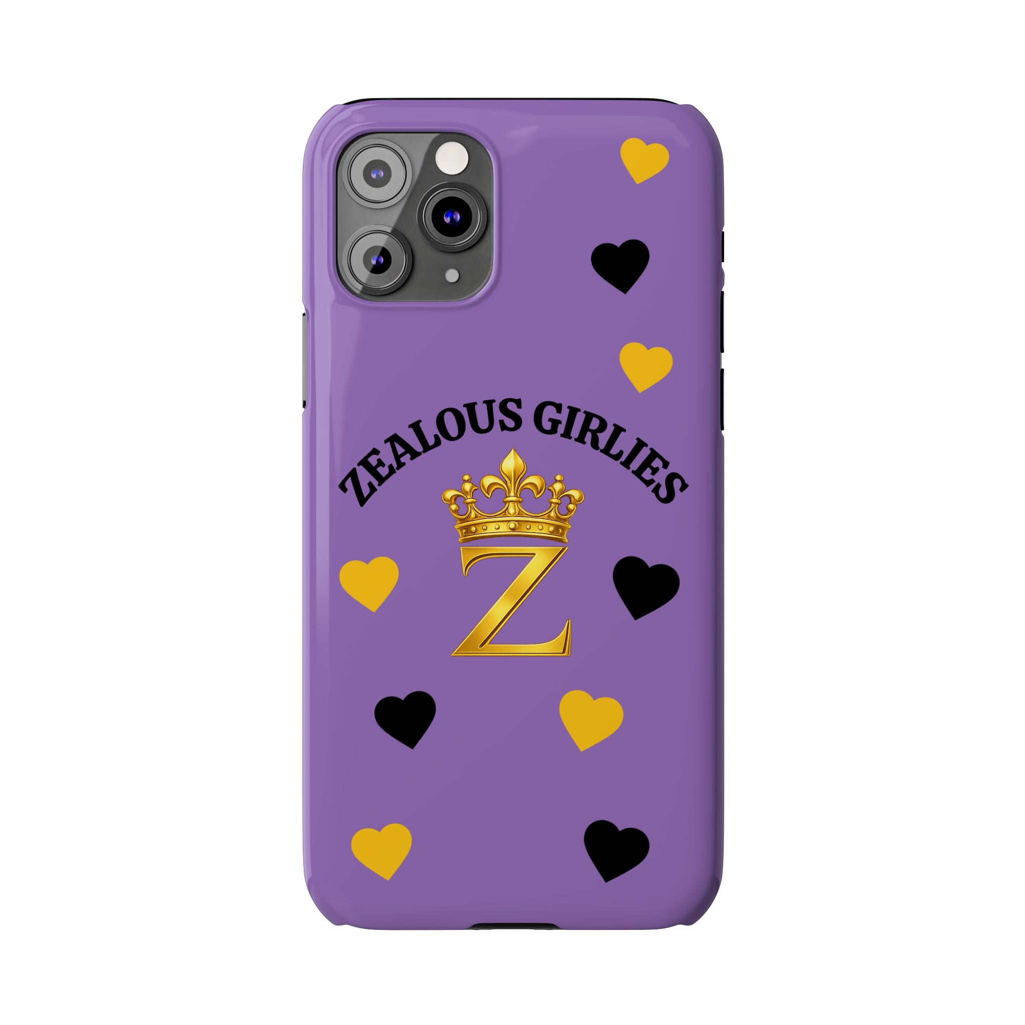 Zealous Girlies 'Z' Crown Slim Phone Case — Purple & Gold Heart Design Printify