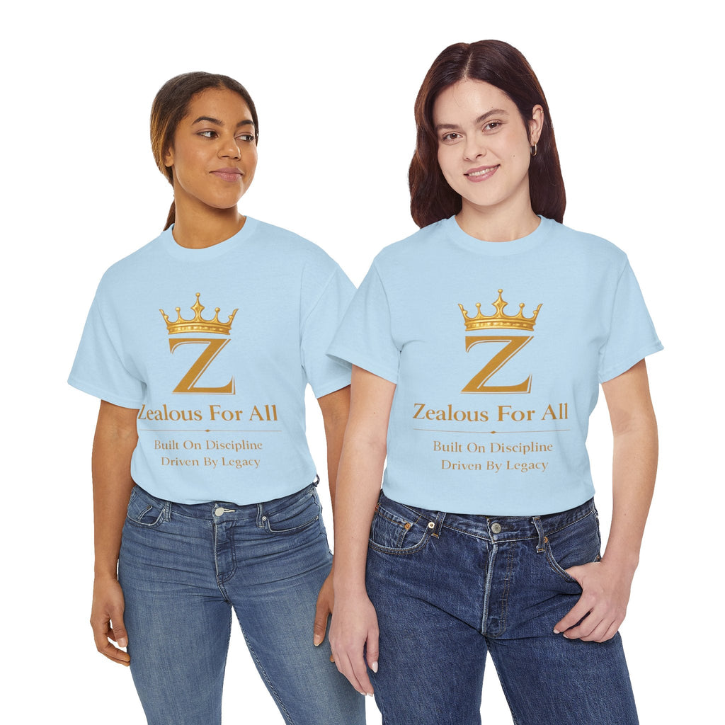 Unisex Zealous For All T-Shirt (Gold Logo (with Back logo) T-shirt) Printify