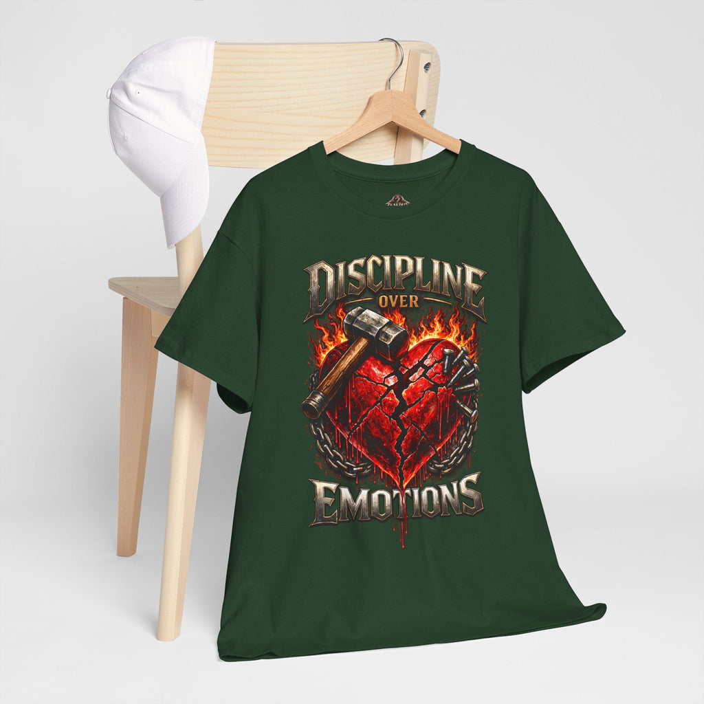 Discipline Over Emotions Graphic T-Shirt (Red Heart) Printify