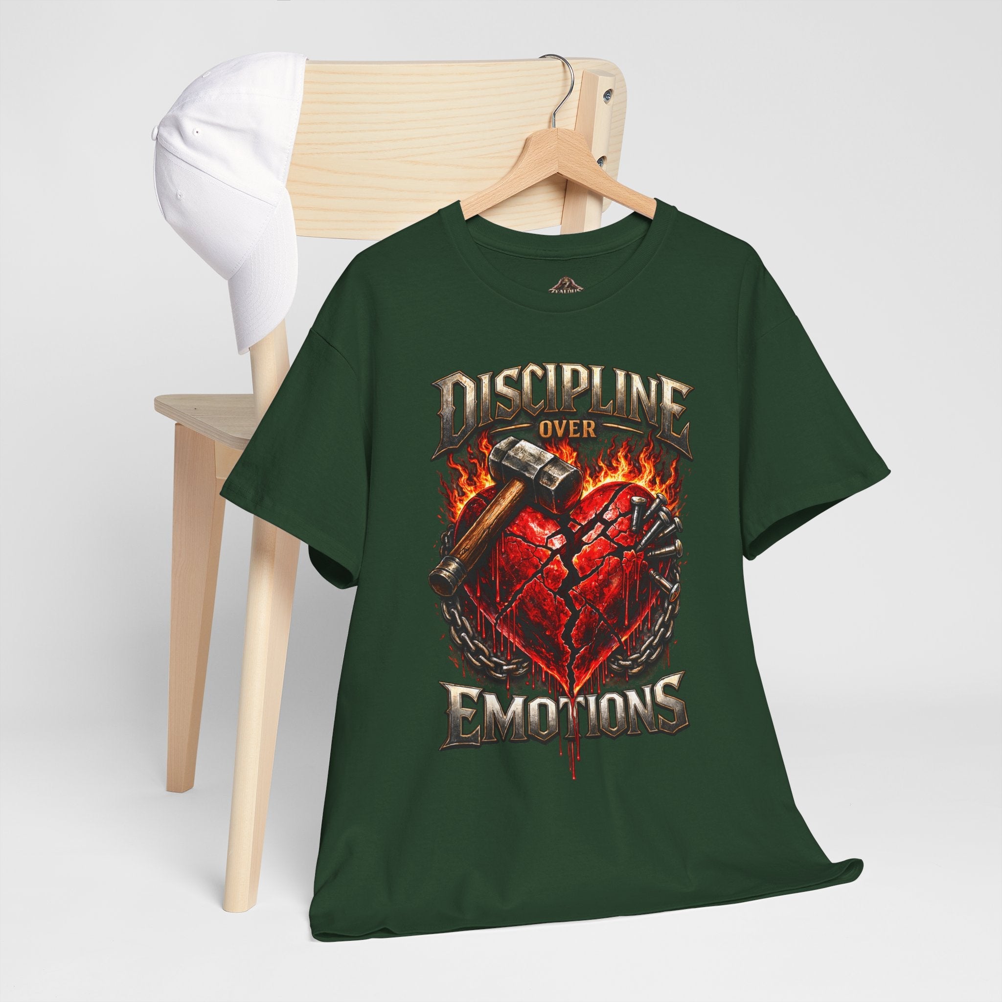 Discipline Over Emotions Graphic T-Shirt (Red Heart) Printify