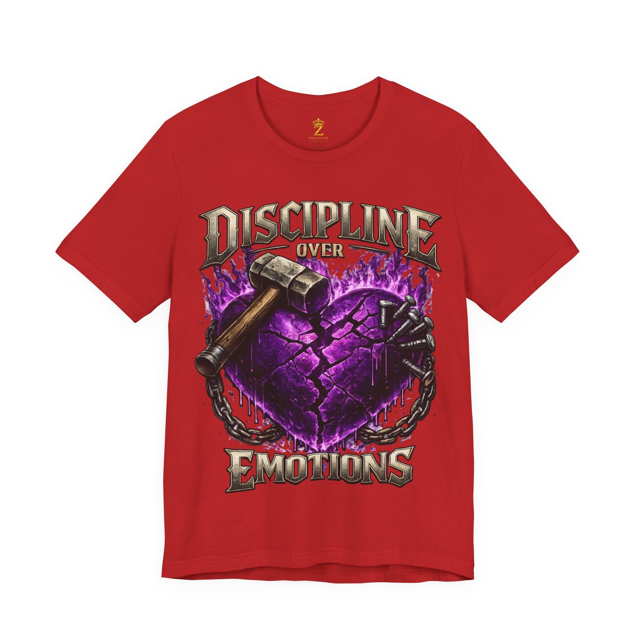 Discipline Over Emotions Premium Graphic T-Shirt (Purple Heart) Printify