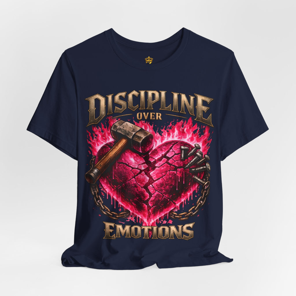 Discipline Over Emotions Premium Graphic T-Shirt (Hot Pink Heart) Printify