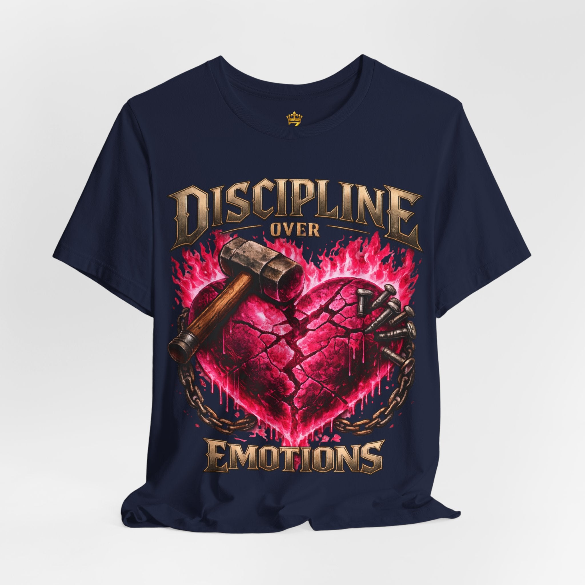 Discipline Over Emotions Premium Graphic T-Shirt (Hot Pink Heart) Printify