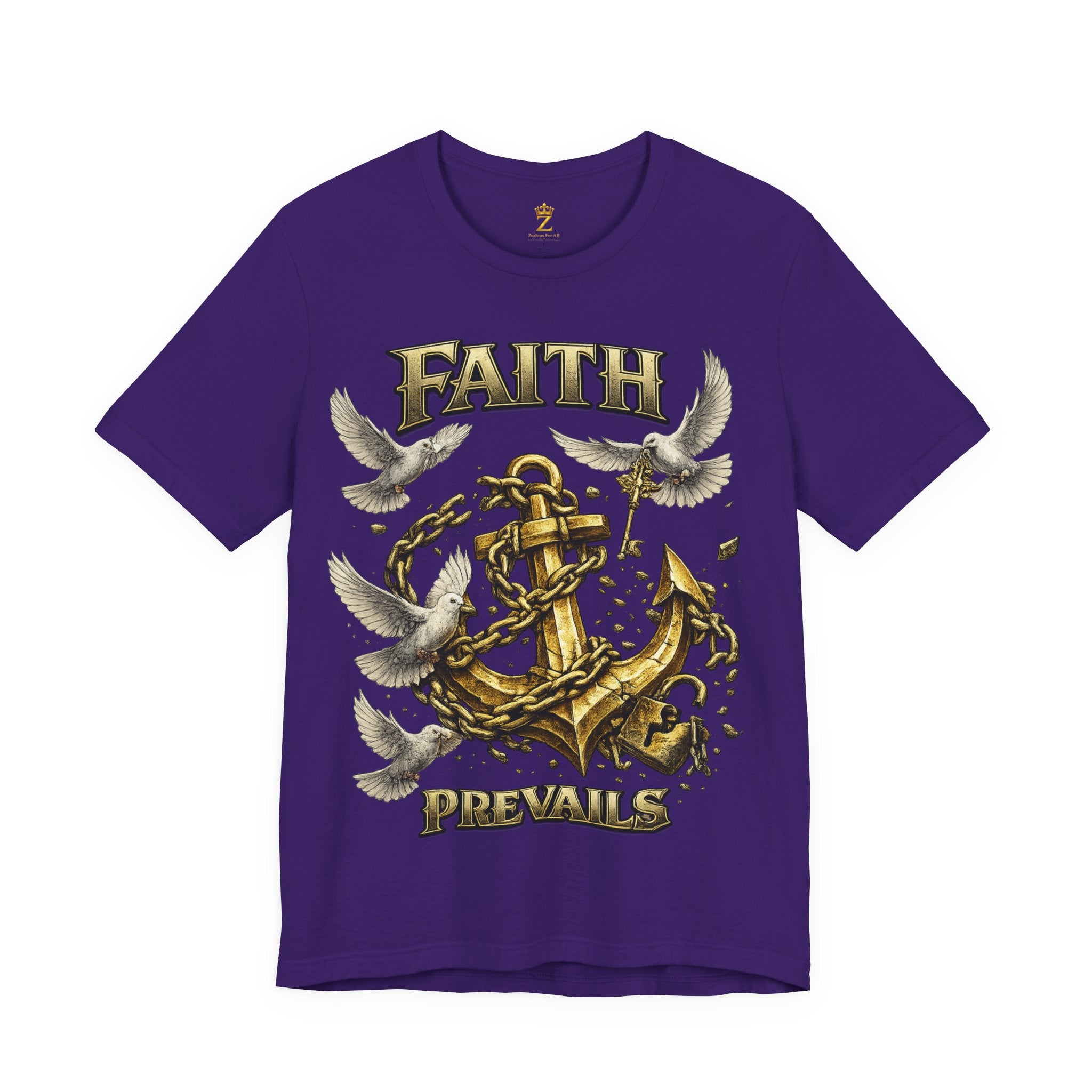 Faith Prevails T‑Shirt (Gold Anchor) Printify