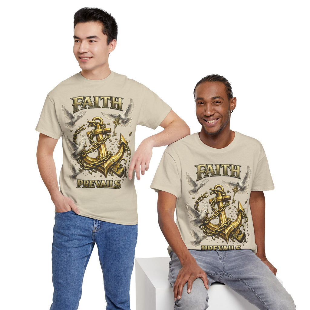 Adult Faith Prevails Anchor T-Shirt (Gold Anchor) Printify