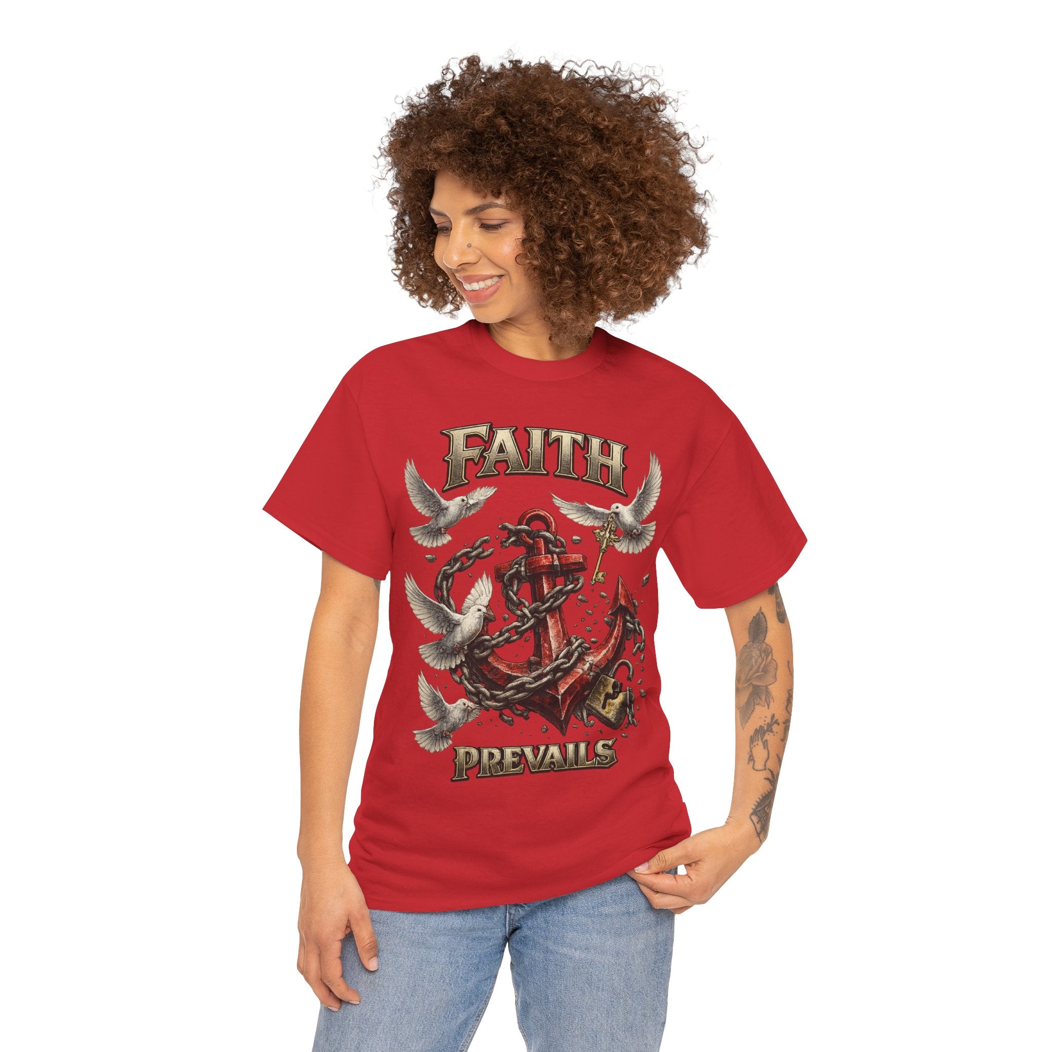 Adult Faith Prevails T‑Shirt (Red Anchor) Printify