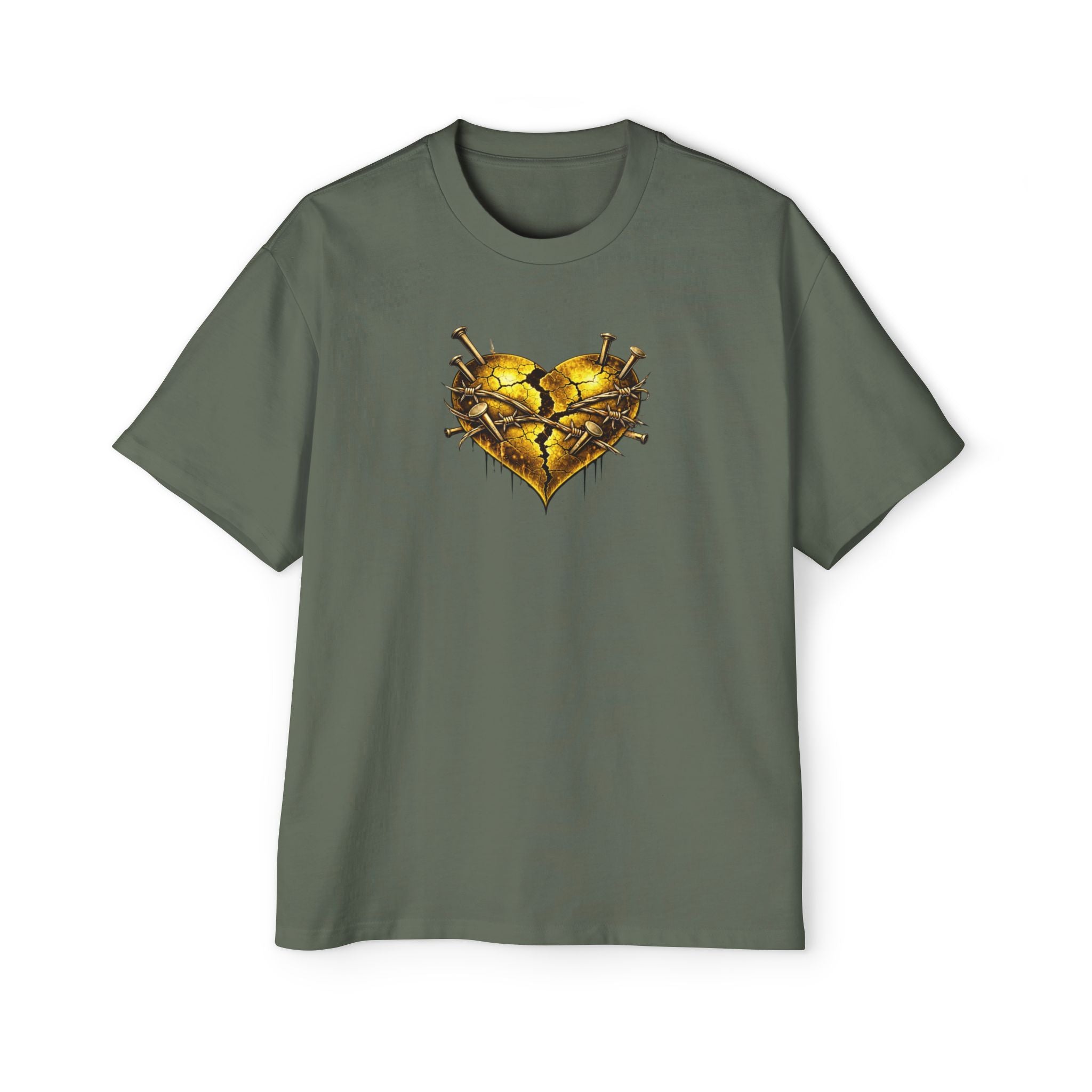 Oversized Discipline Over Emotions (Back) Graphic Tee (Gold Heart) Printify