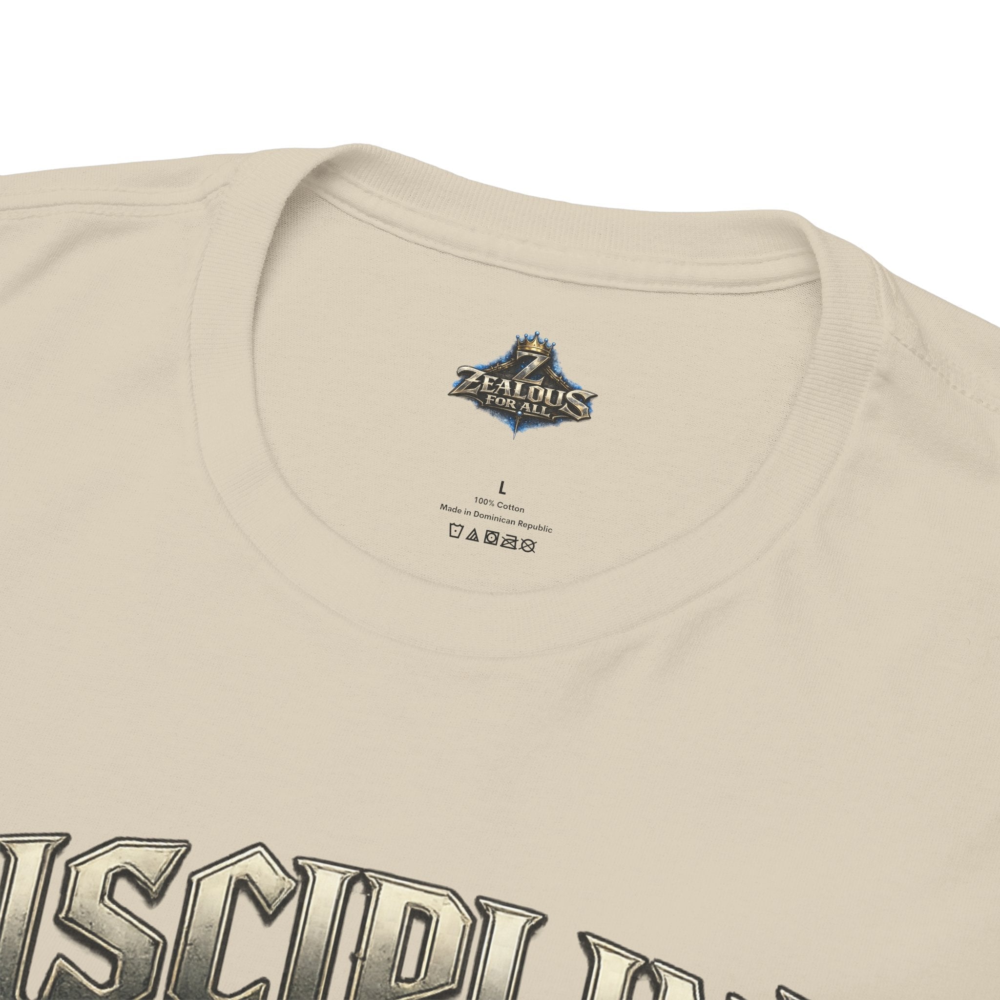 Discipline Over Emotions Graphic T-Shirt (Blue Heart) Printify