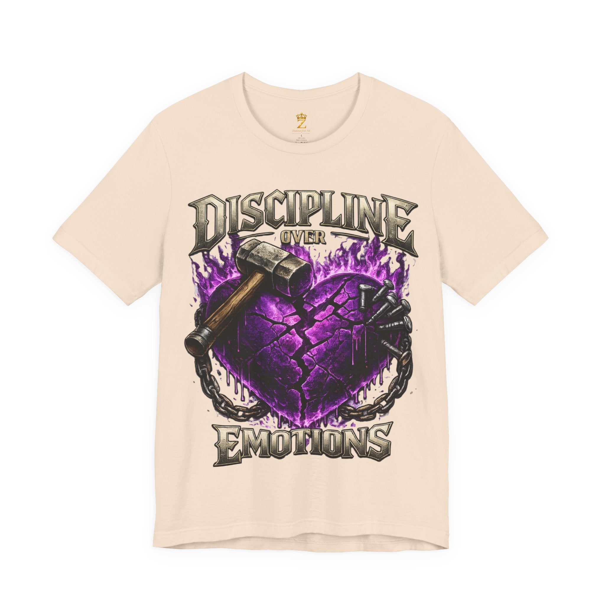 Discipline Over Emotions Premium Graphic T-Shirt (Purple Heart) Printify