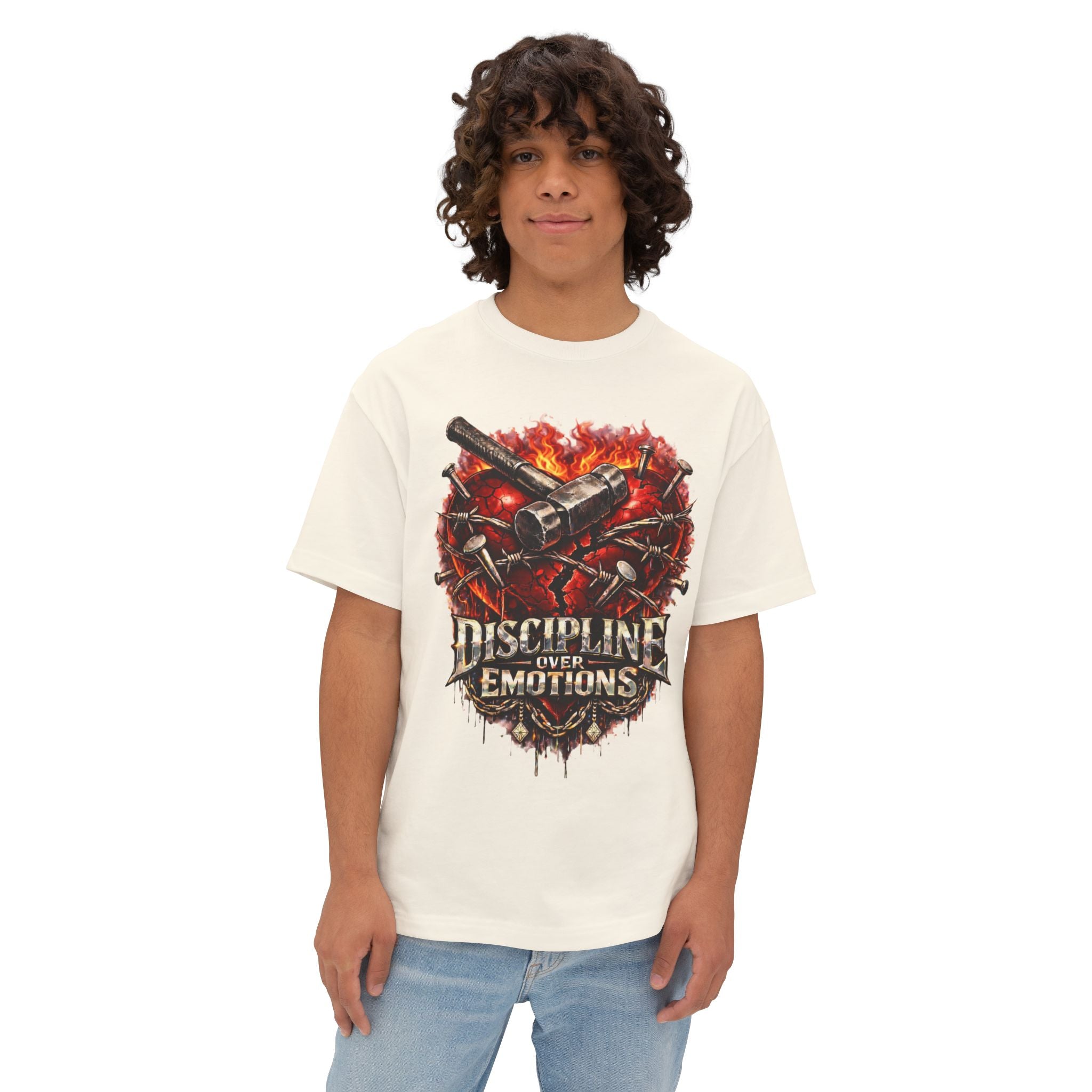 CEO CHAD EDITION *Oversized* Discipline Over Emotions Graphic Tee (Red Heart) Printify