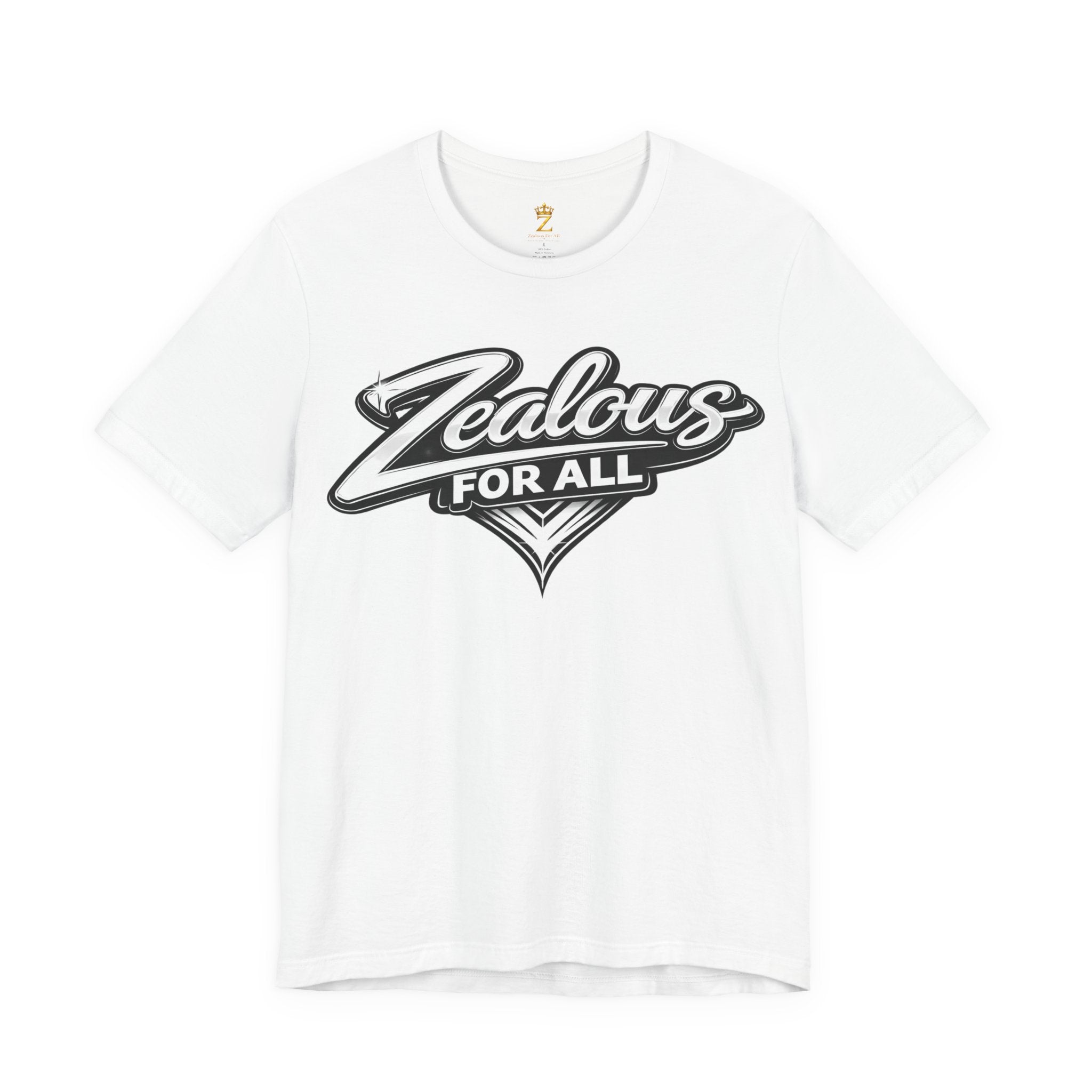 Zealous For All Graphic T-Shirt (White Logo) Printify