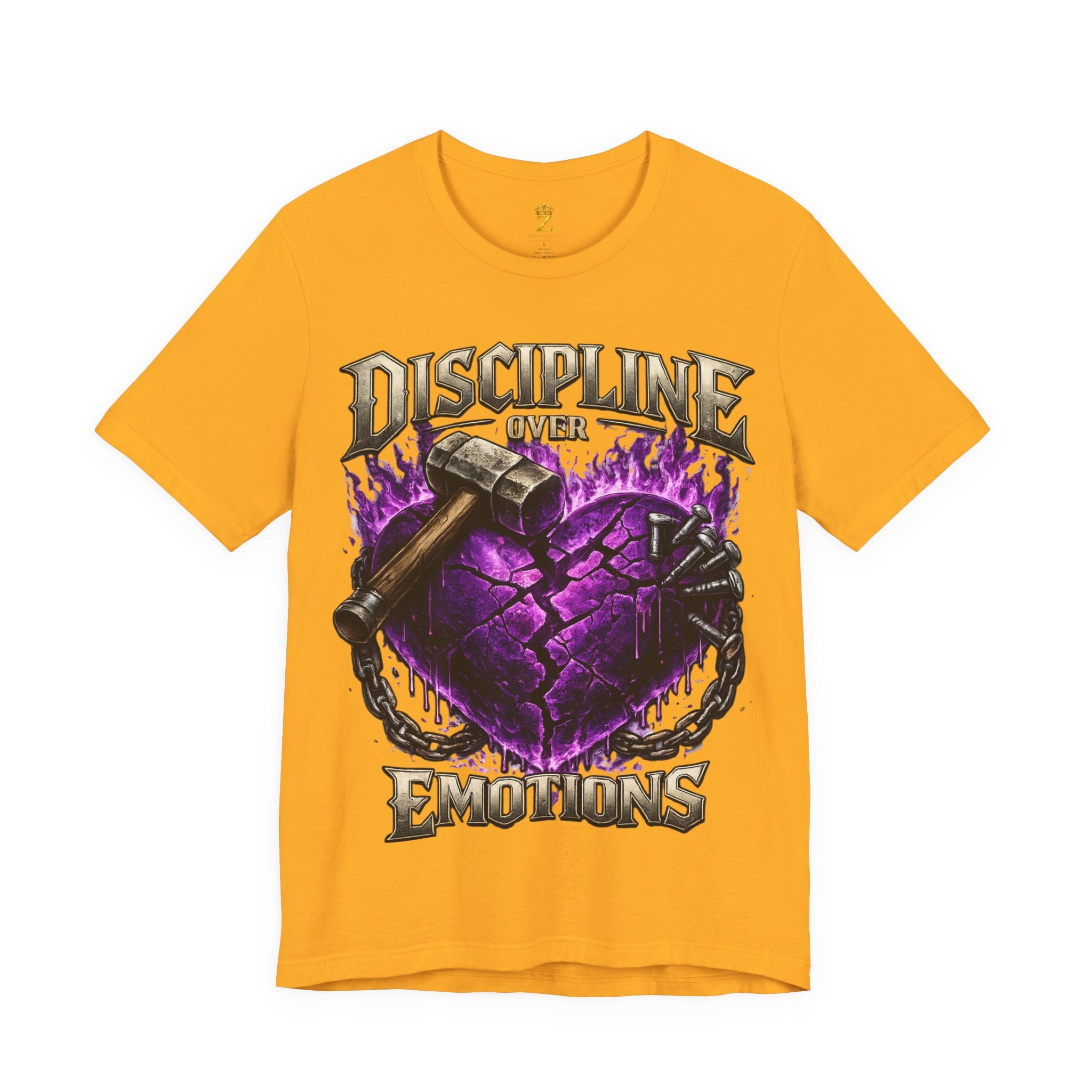 Discipline Over Emotions Premium Graphic T-Shirt (Purple Heart) Printify