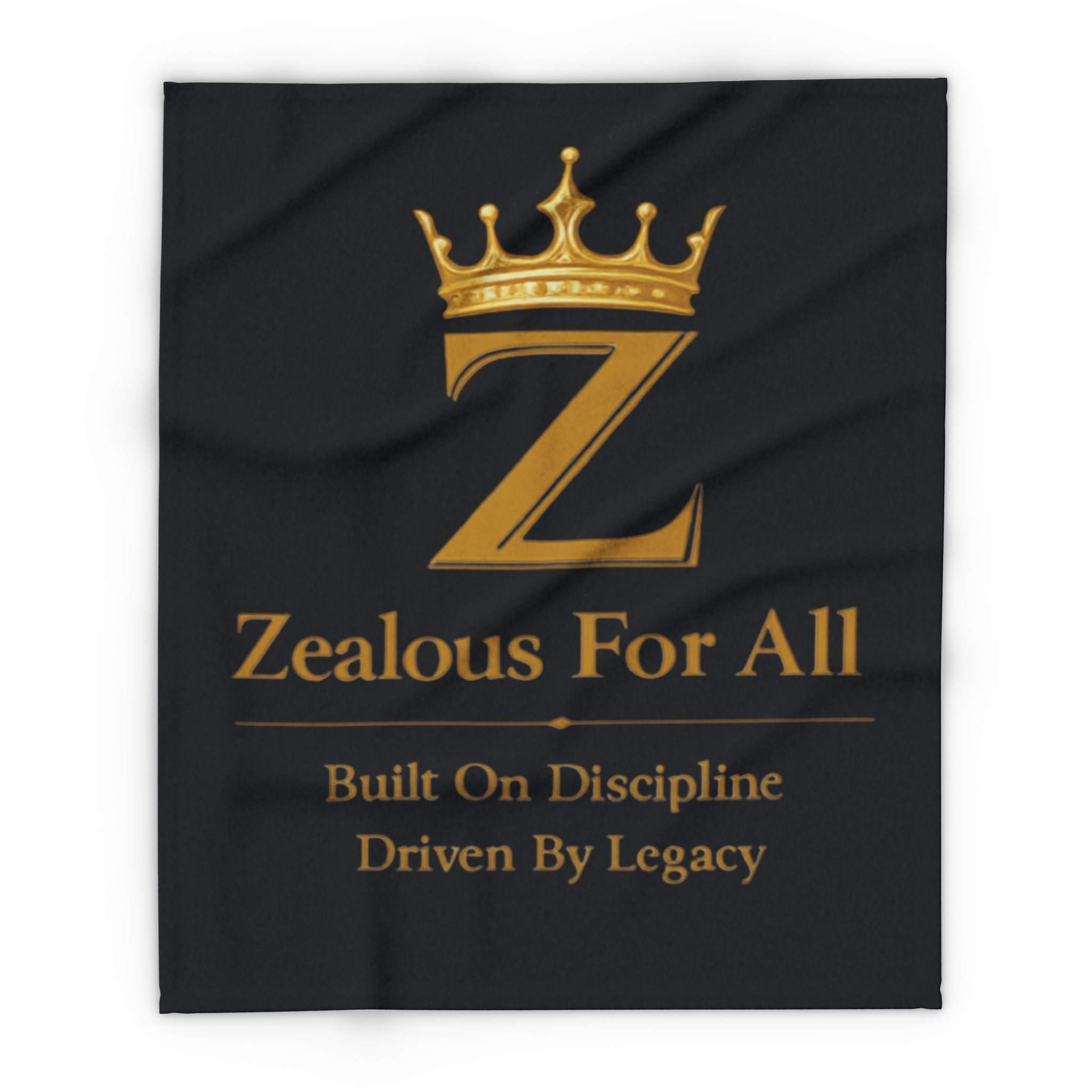First Zealous For All Gold Crown Throw Drop 01 — Black Arctic Fleece Blanket Printify