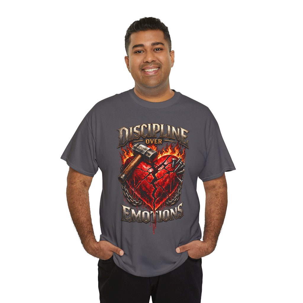 Discipline Over Emotions Graphic T-Shirt (Red Heart) Printify
