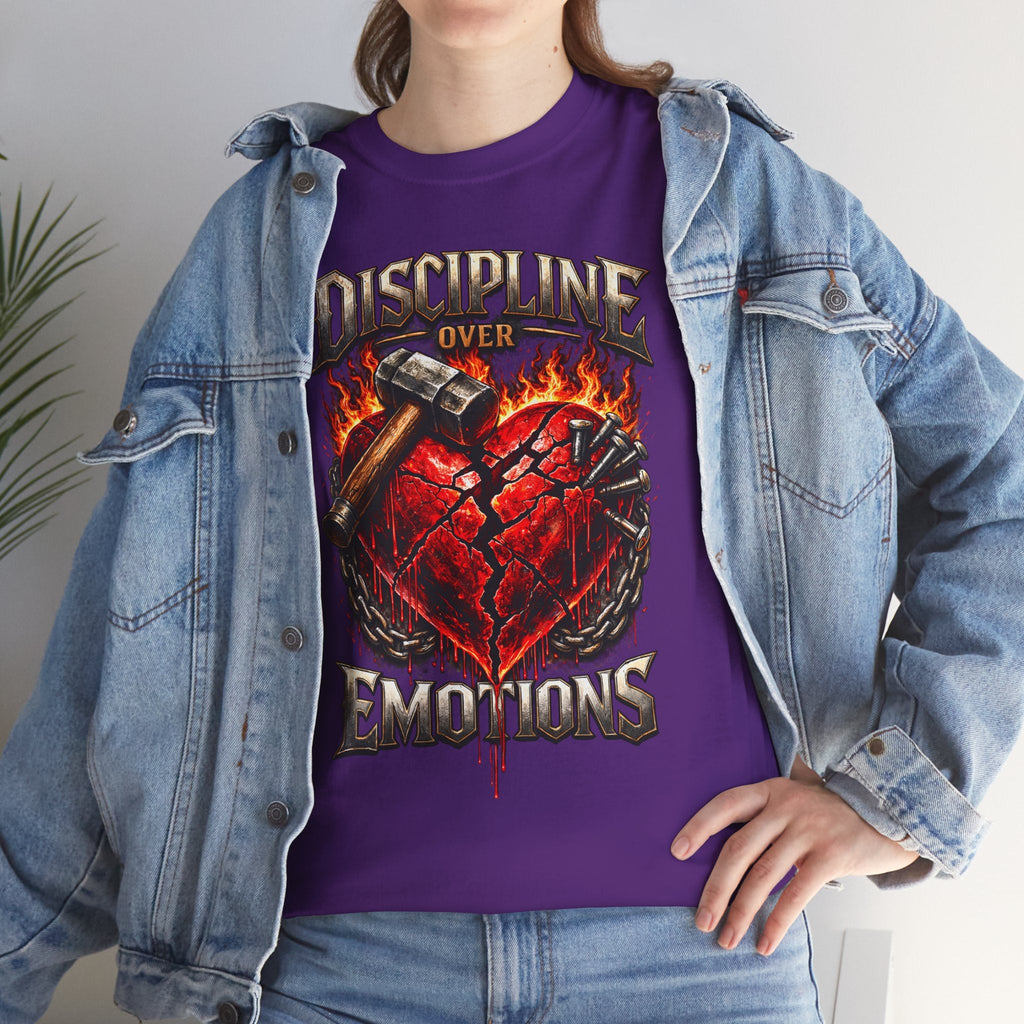 Discipline Over Emotions Graphic T-Shirt (Red Heart) Printify
