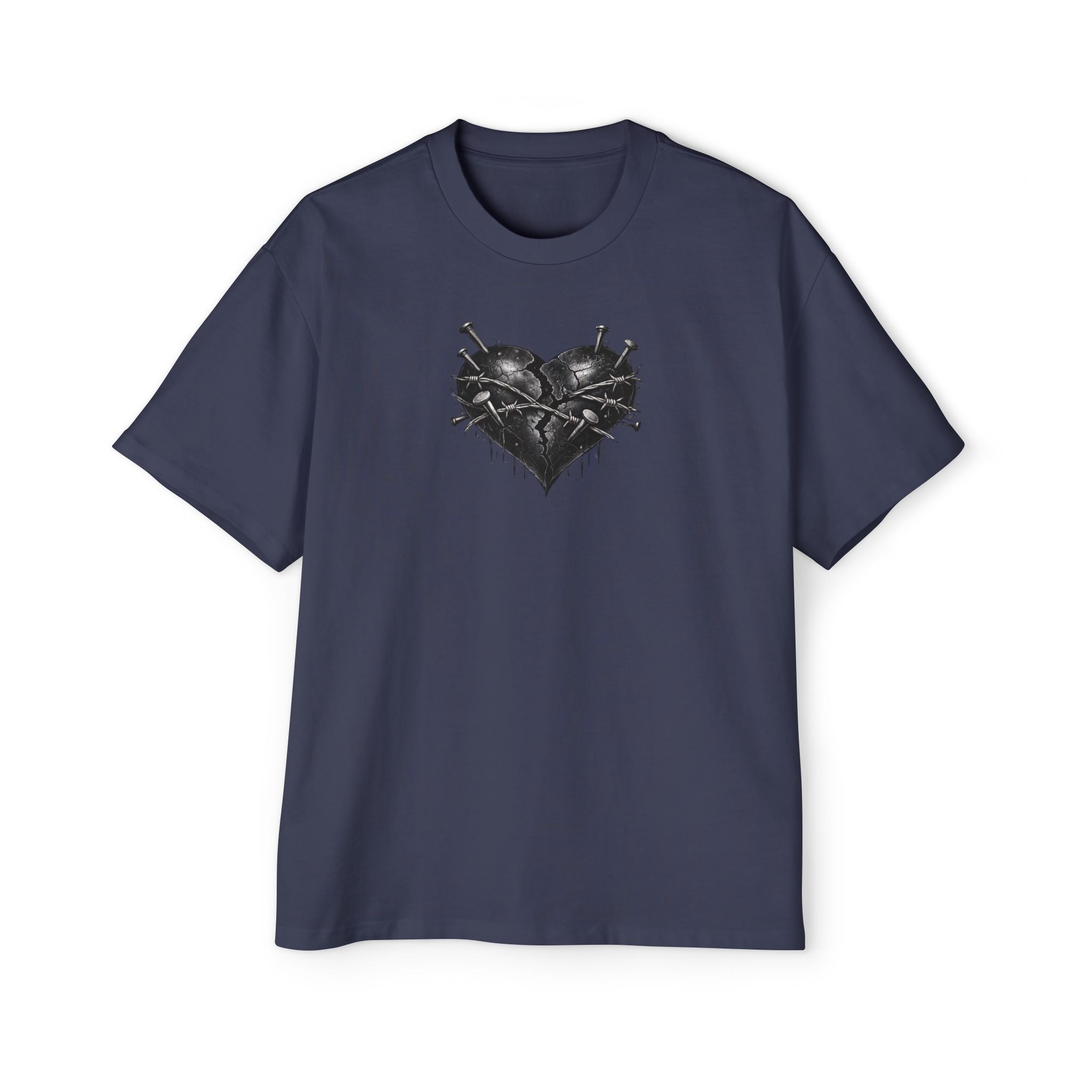 Oversized Discipline Over Emotions (Back) Graphic Tee (Black Heart) Printify