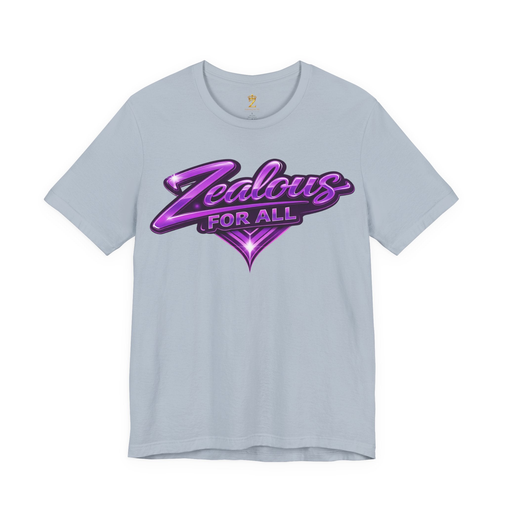 Zealous For All Graphic T-Shirt (Purple Logo) Printify
