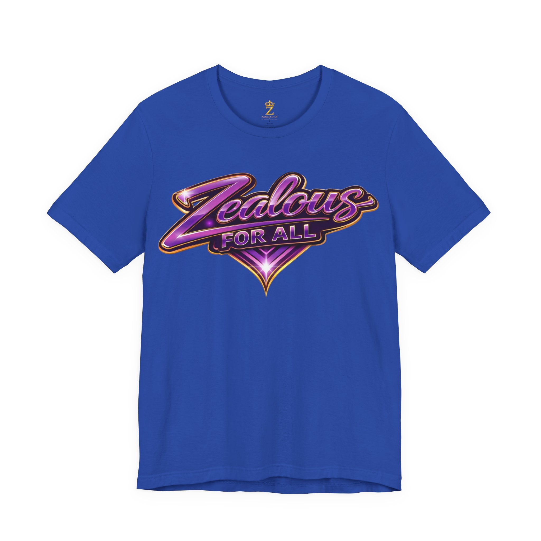 CUSTOM Zealous For All Graphic T-Shirt (Purple & Gold Trim Logo)