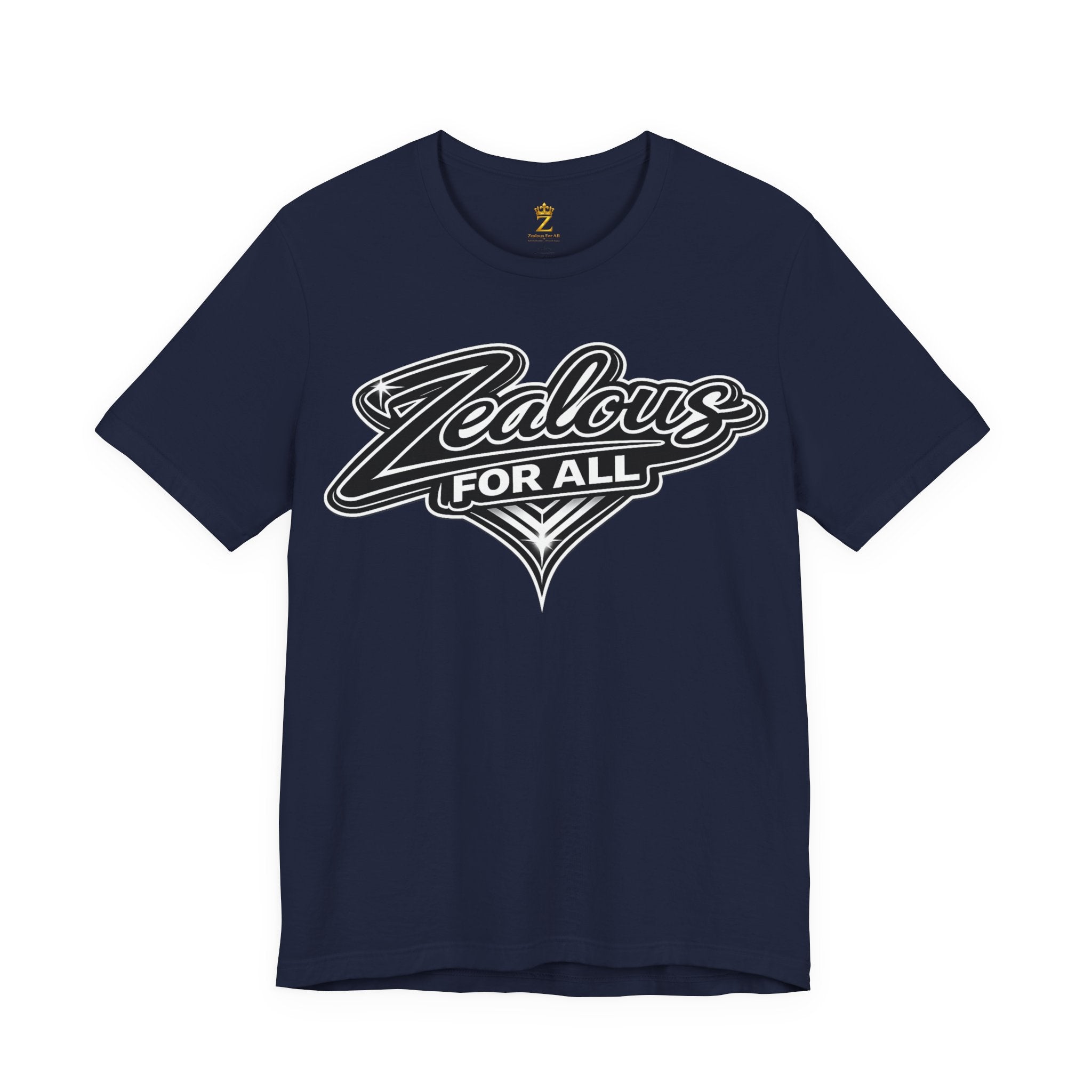 Zealous For All Graphic T-Shirt (Black Logo) Printify