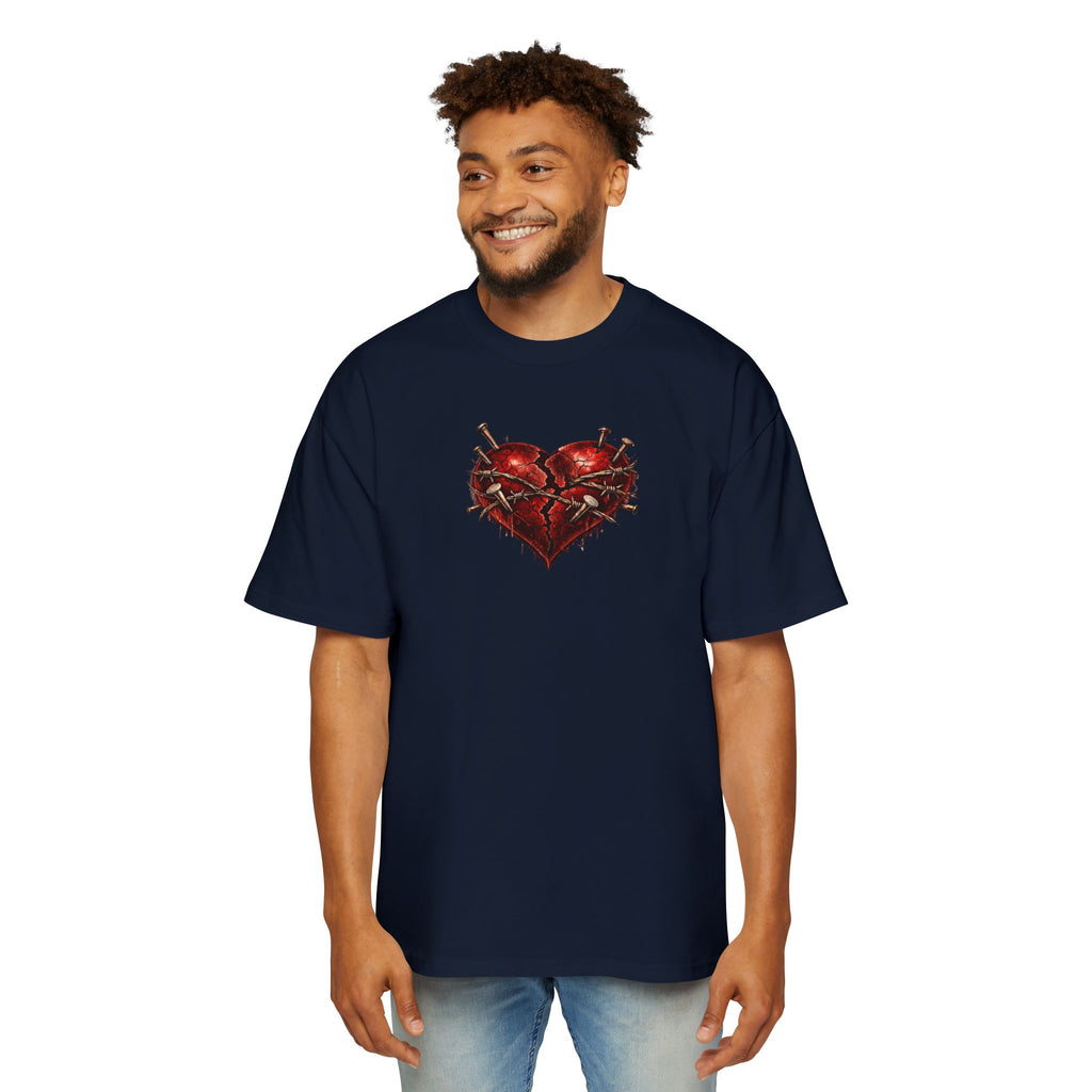 Oversized Discipline Over Emotions (Back) Graphic Tee (Red Heart) Printify