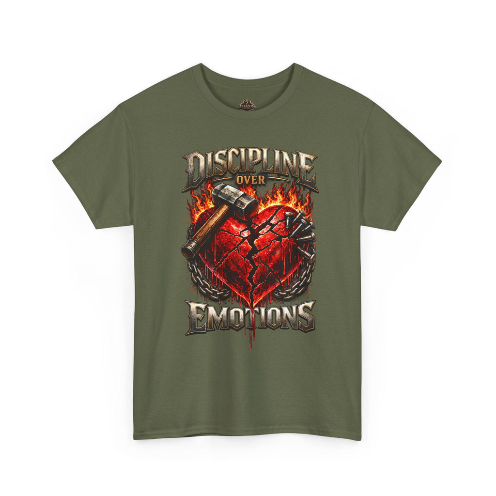 Discipline Over Emotions Graphic T-Shirt (Red Heart) Printify