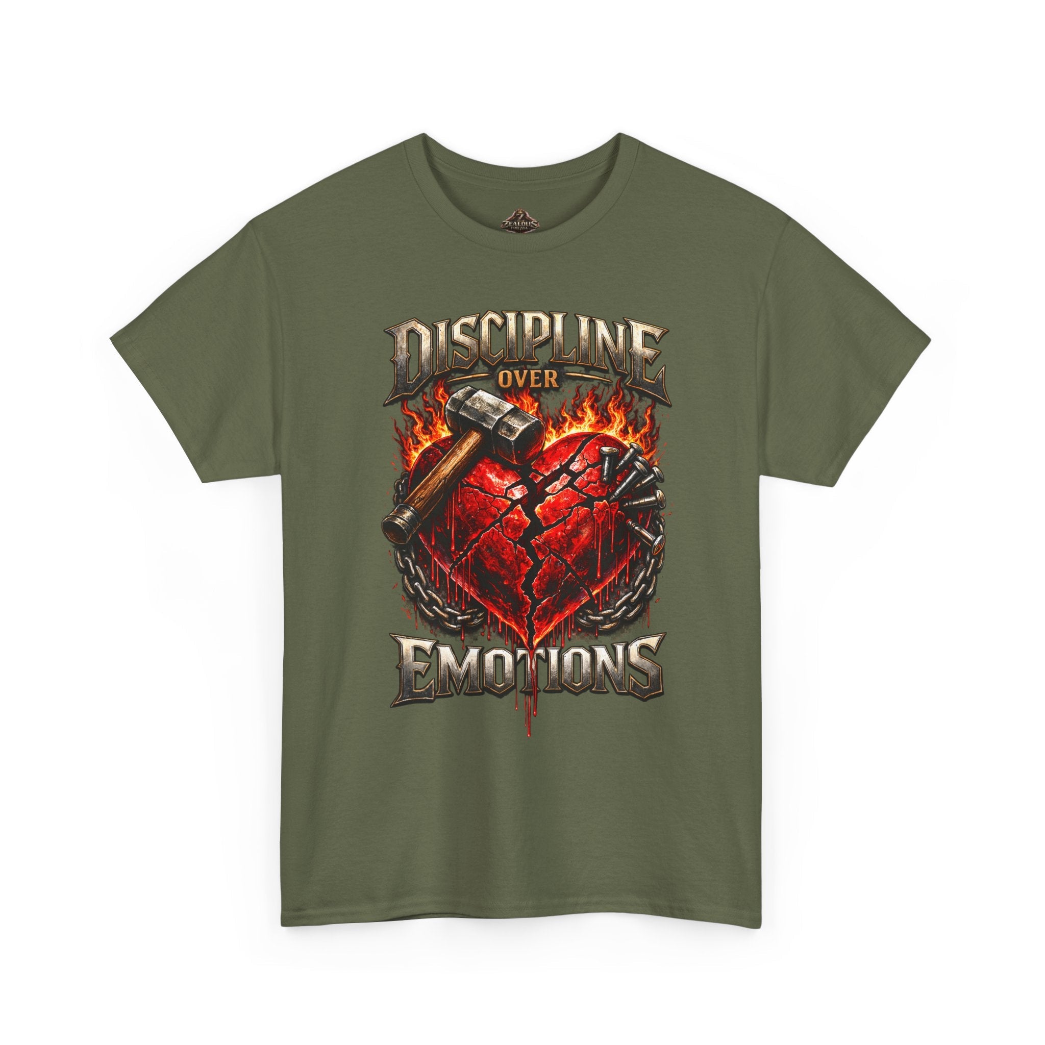 Discipline Over Emotions Graphic T-Shirt (Red Heart) Printify