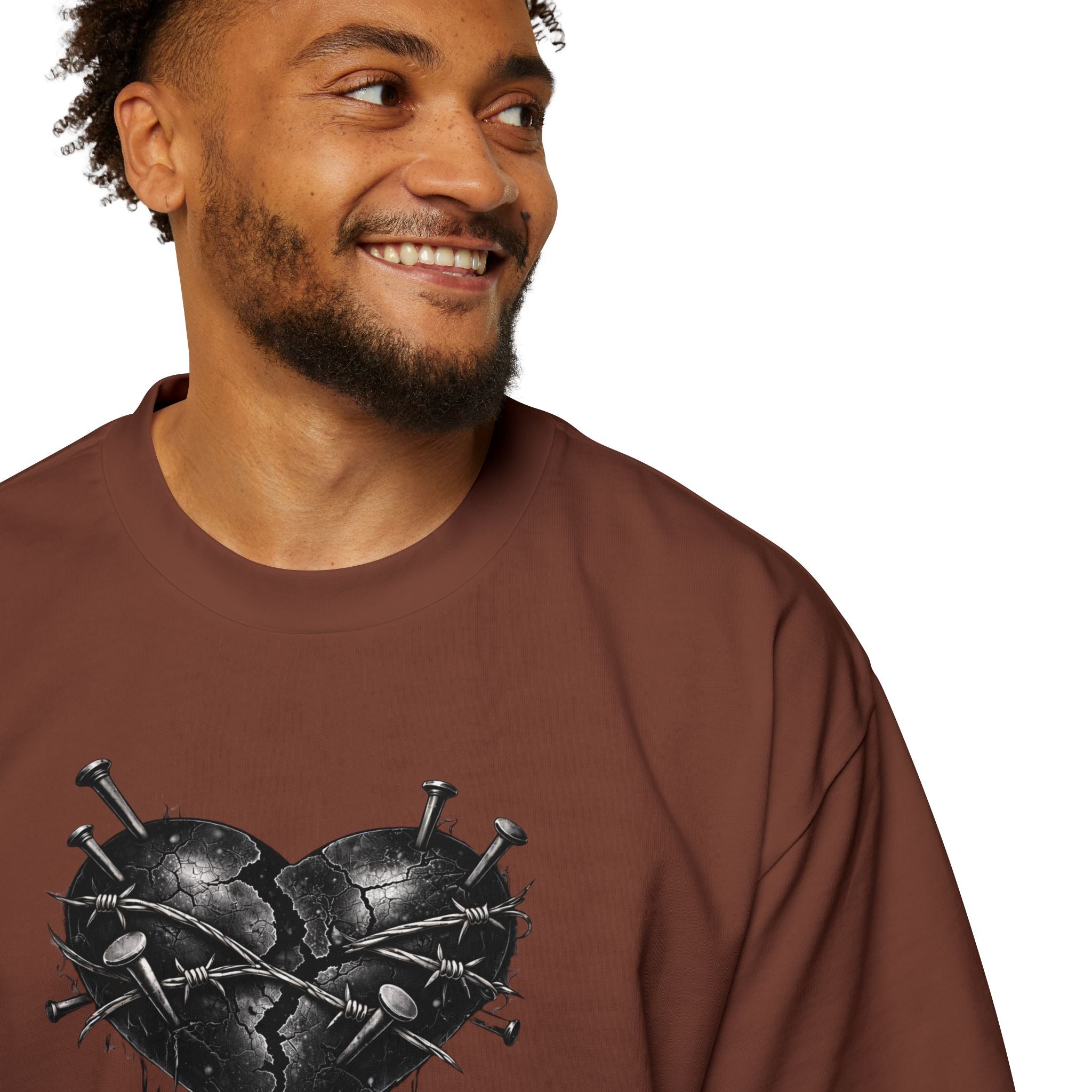 Oversized Discipline Over Emotions (Back) Graphic Tee (Black Heart) Printify