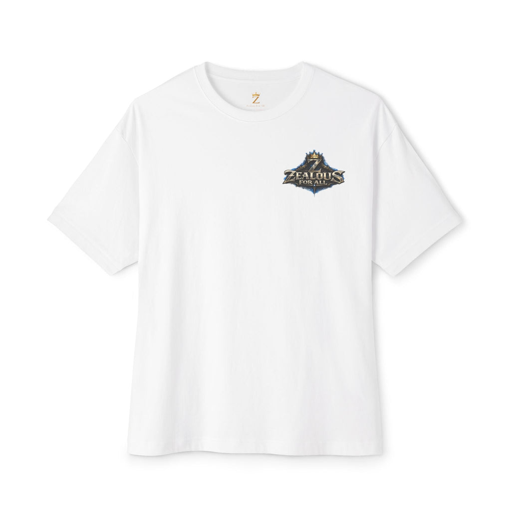 Adult *Oversized* Discipline Over Emotions (Back) Graphic Tee (Blue Heart) Printify