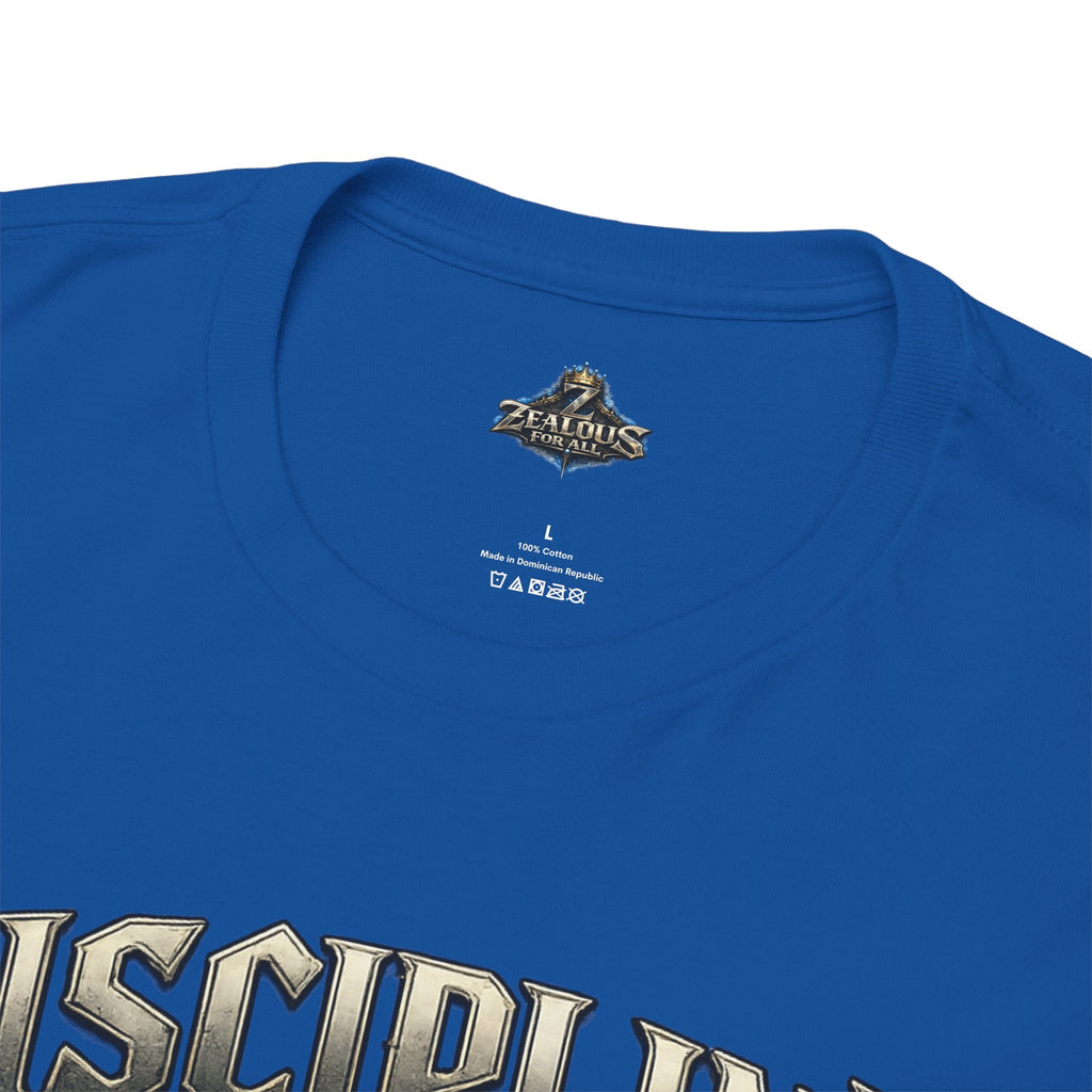 Discipline Over Emotions Graphic T-Shirt (Blue Heart) Printify