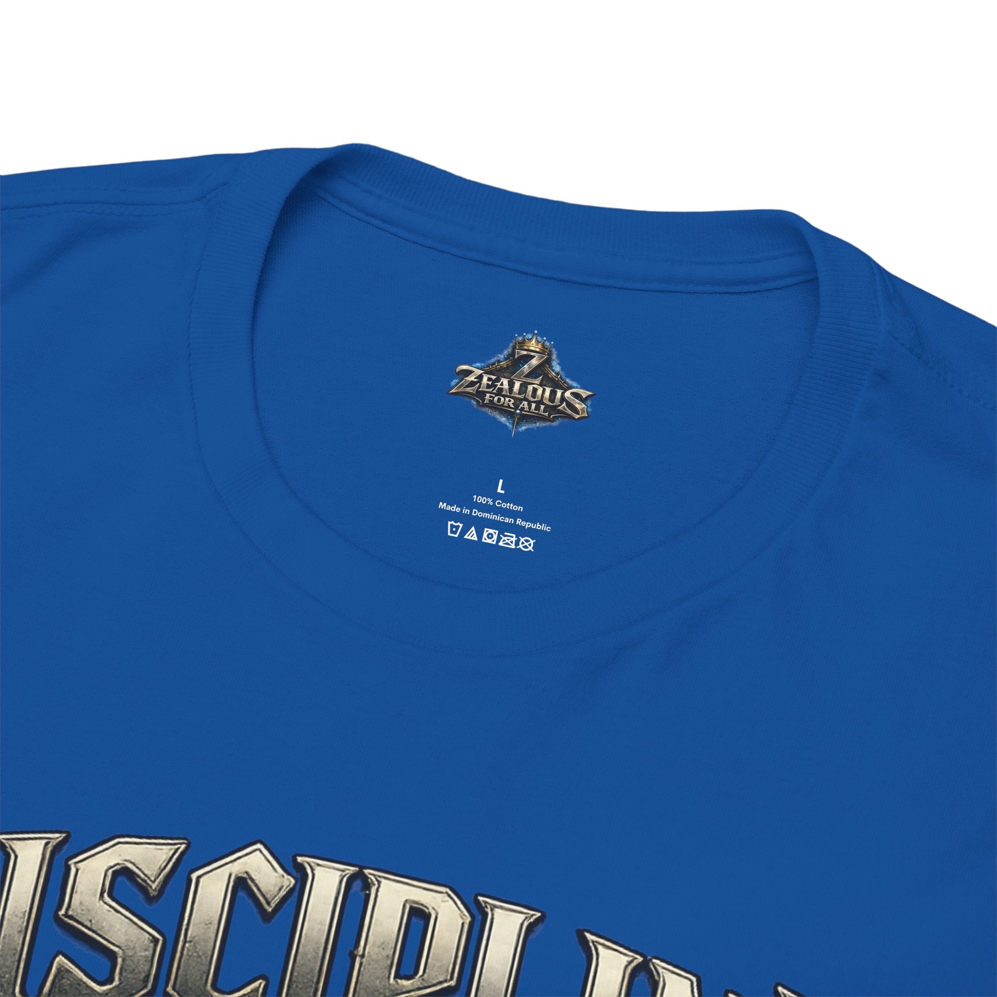 Discipline Over Emotions Graphic T-Shirt (Blue Heart) Printify