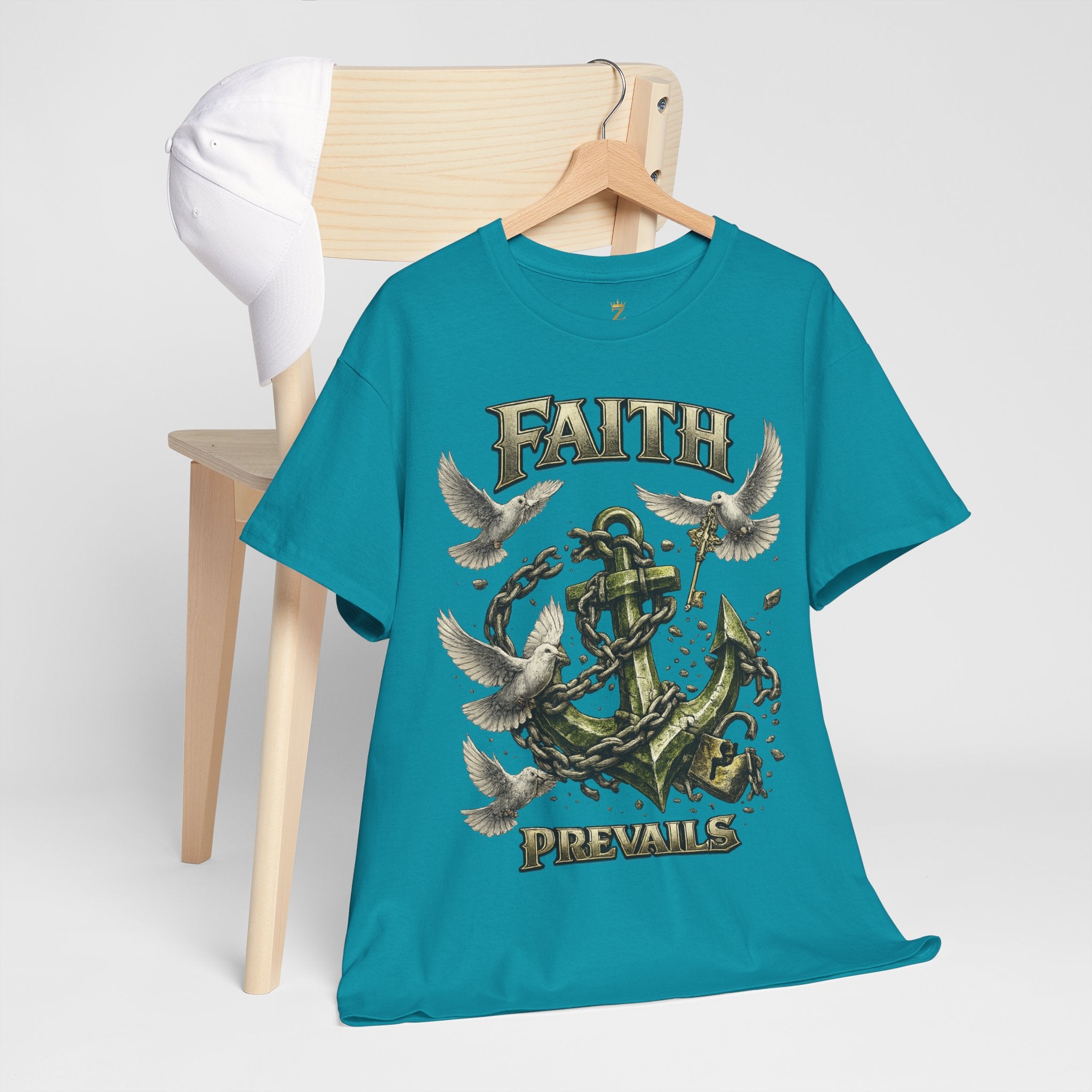 Adult Faith Prevails Anchor T-Shirt (Green Anchor) Printify