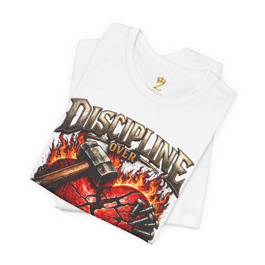 Discipline Over Emotions Premium Graphic T-Shirt (Red Heart) Printify