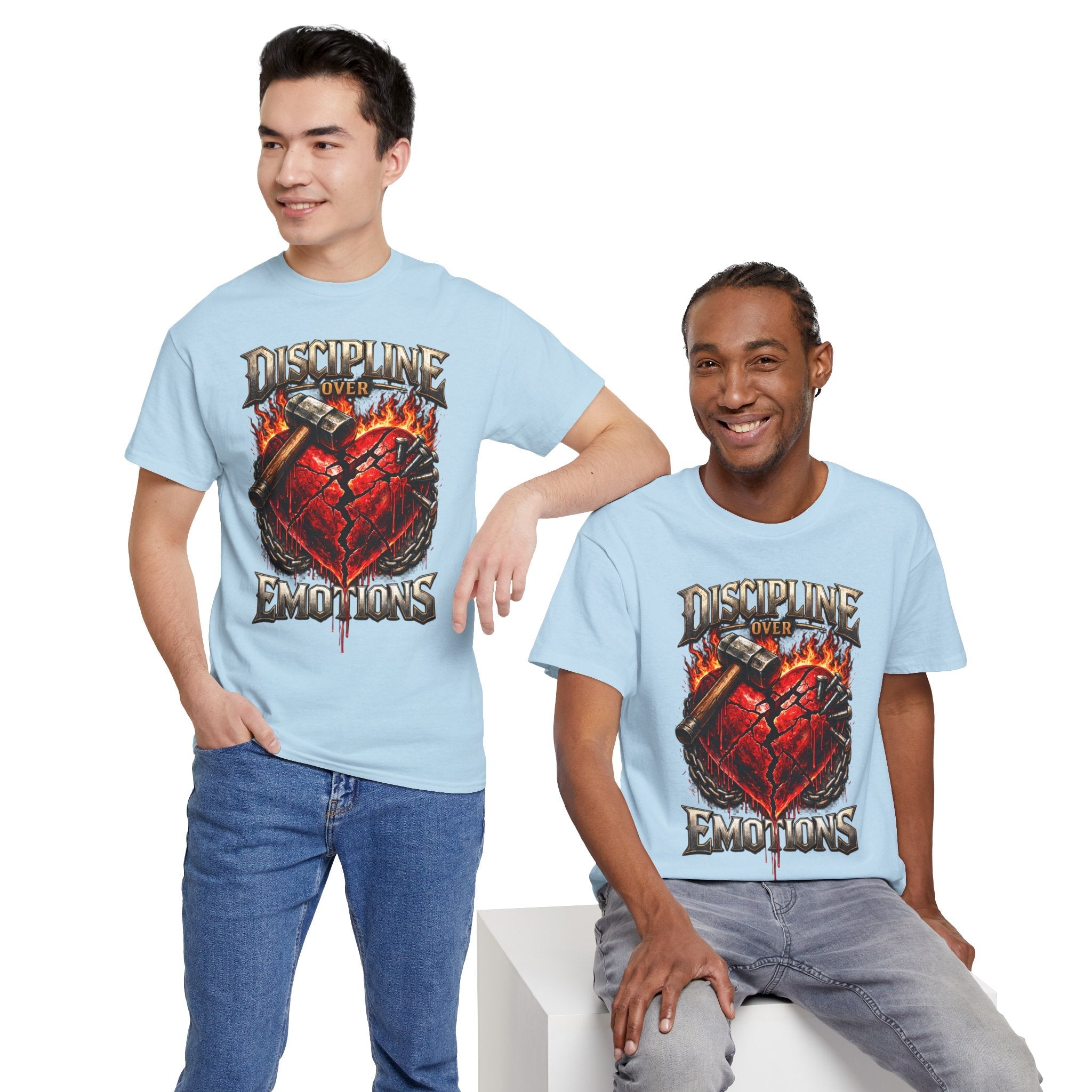 Discipline Over Emotions Graphic T-Shirt (Red Heart) Printify