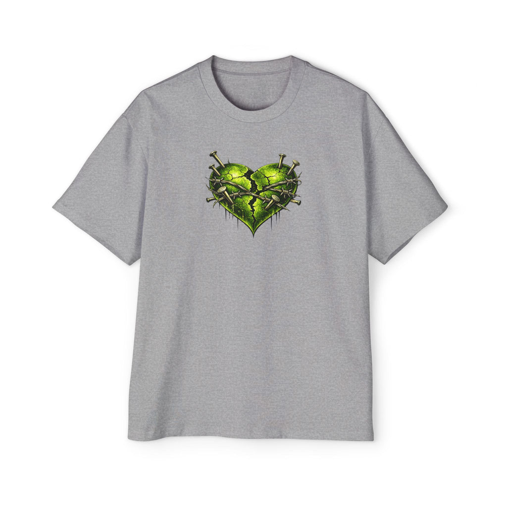 Adult *Oversized* Discipline Over Emotions (Back) Graphic Tee (Lime Green Heart) Printify