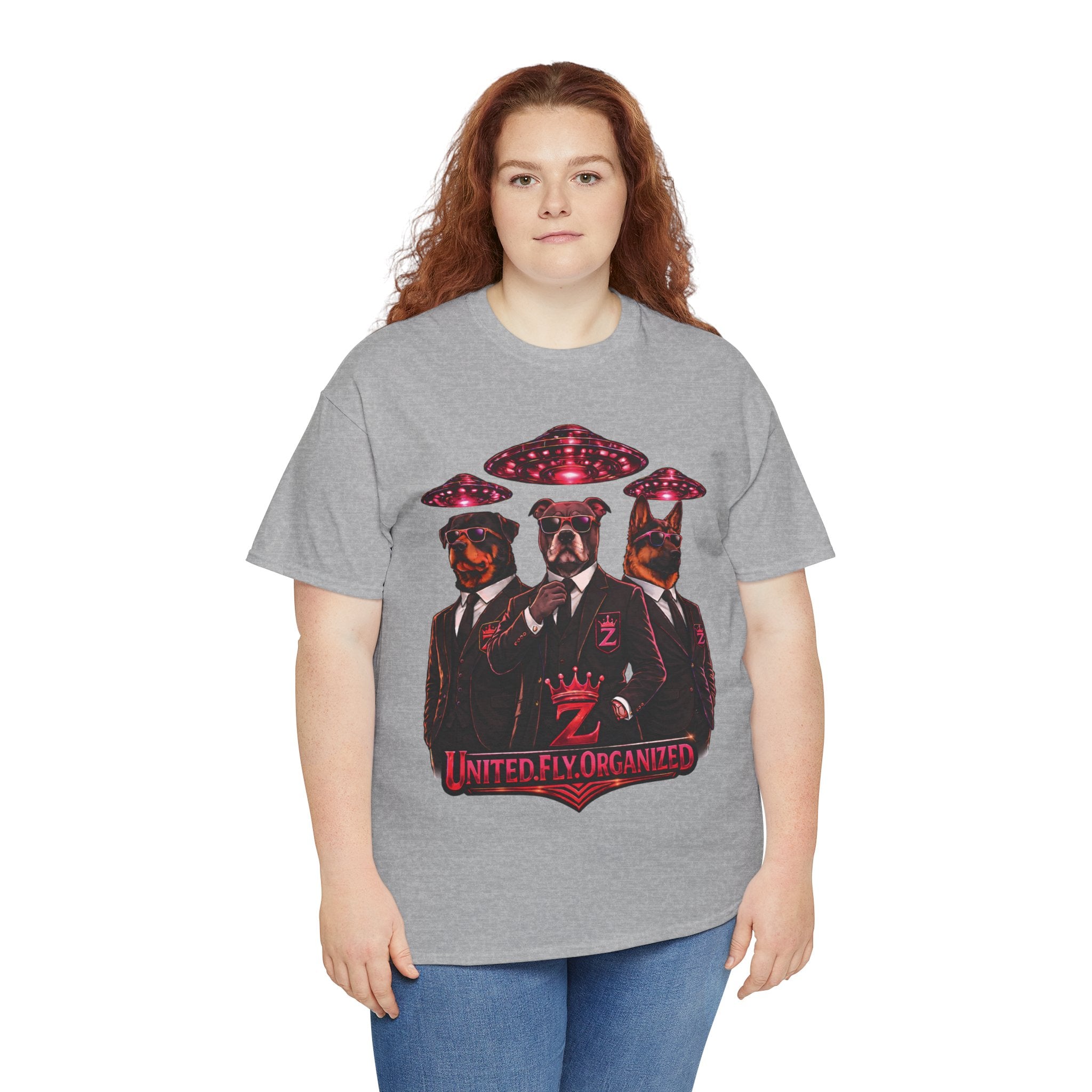 Adult "United. Fly. Organized." Graphic Tee (Hot Pink) Printify