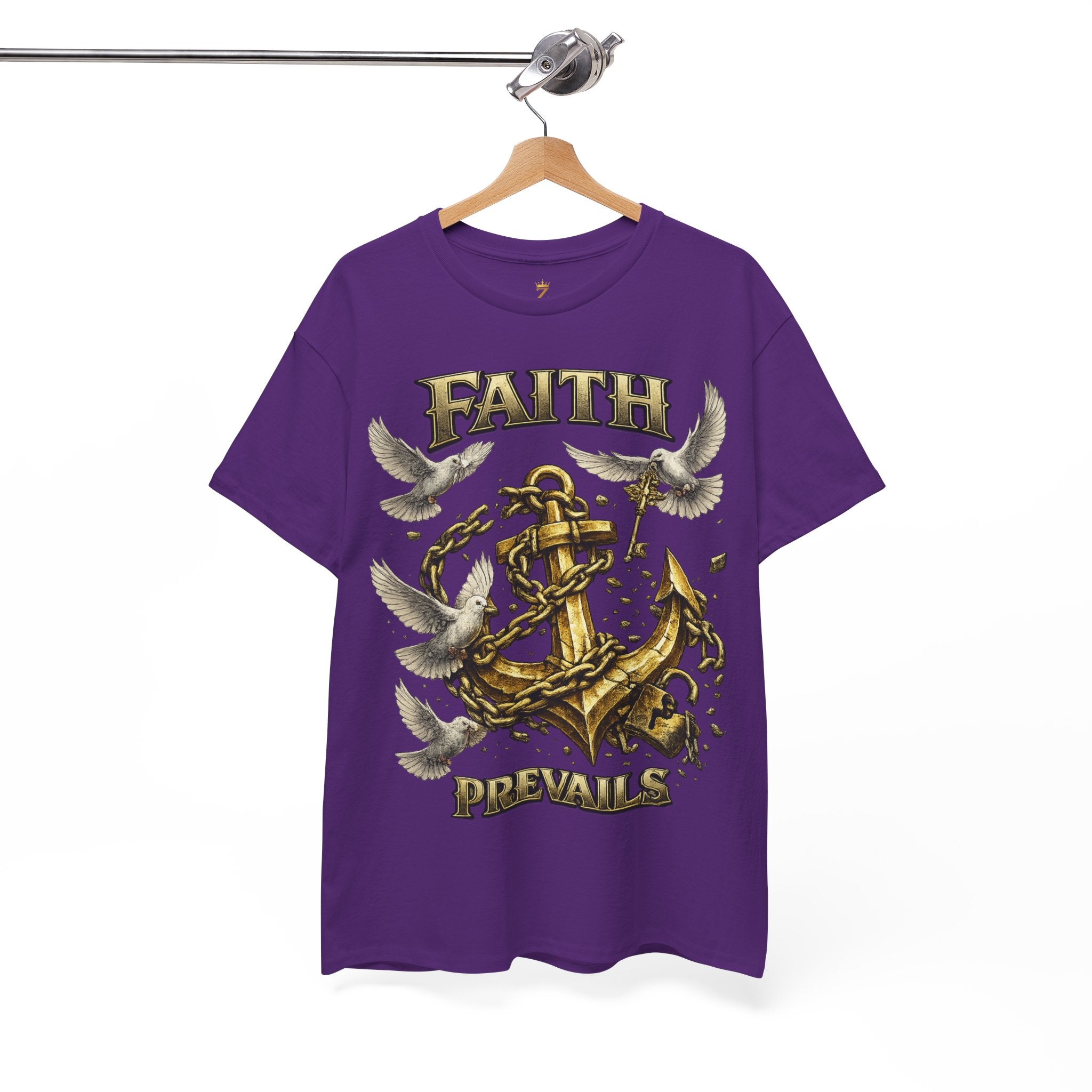 Adult Faith Prevails Anchor T-Shirt (Gold Anchor) Printify