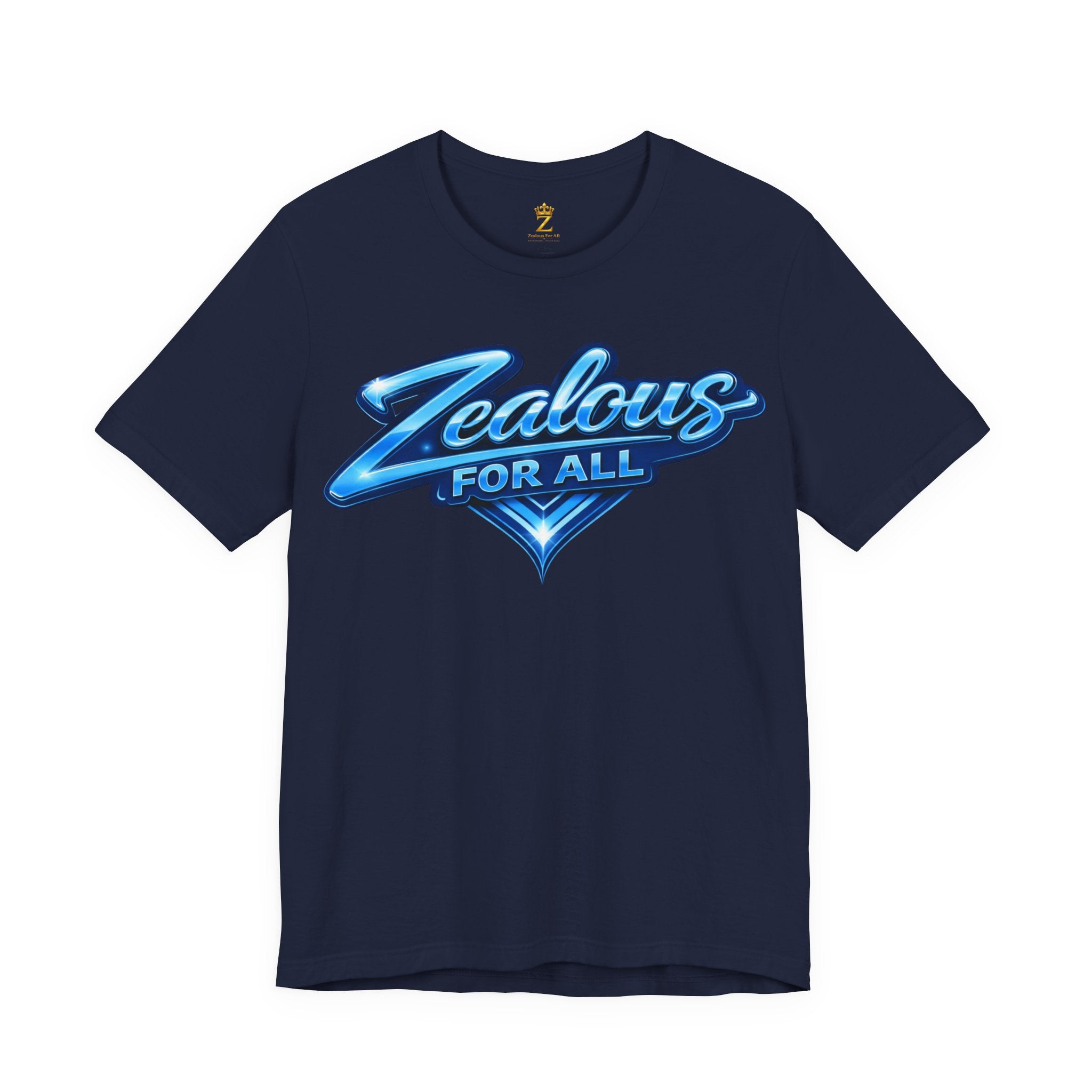 Zealous For All Graphic T-Shirt (Blue Logo) Printify