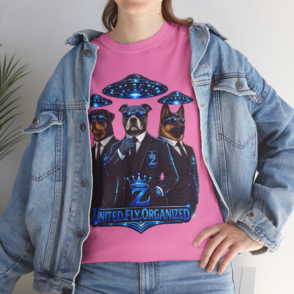 Adult "United. Fly. Organized." Graphic Tee (Blue) Printify