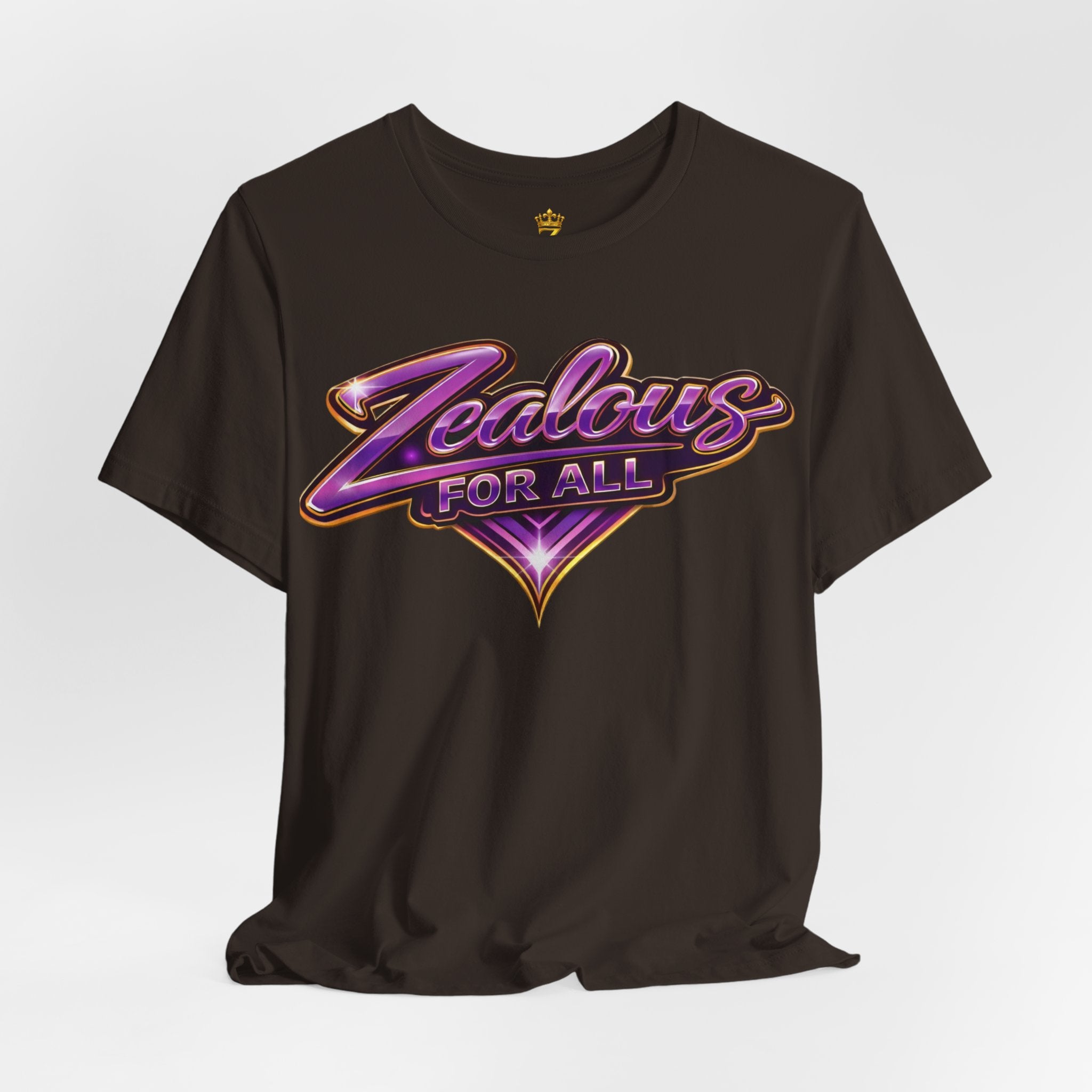 CUSTOM Zealous For All Graphic T-Shirt (Purple & Gold Trim Logo)