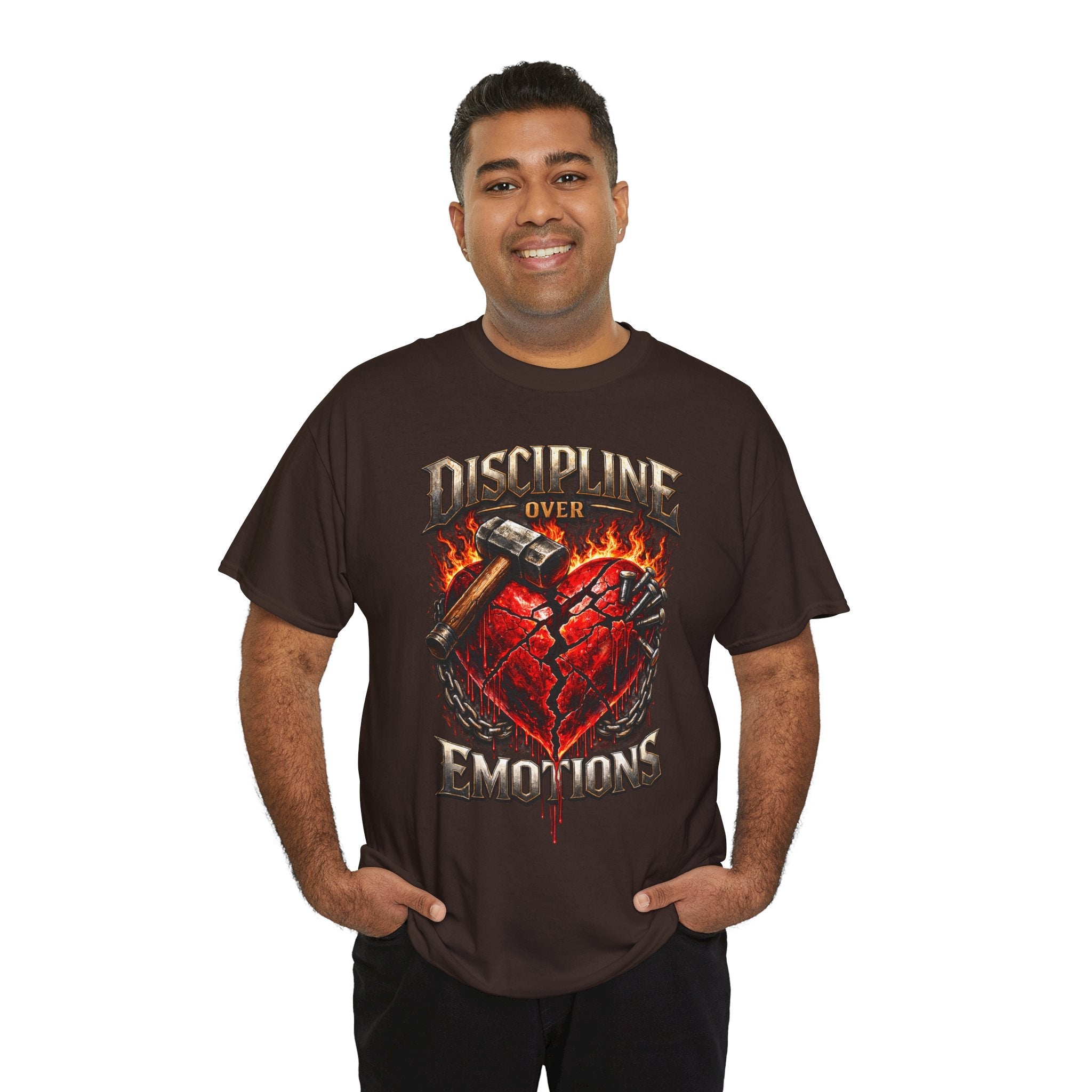 Discipline Over Emotions Graphic T-Shirt (Red Heart) Printify
