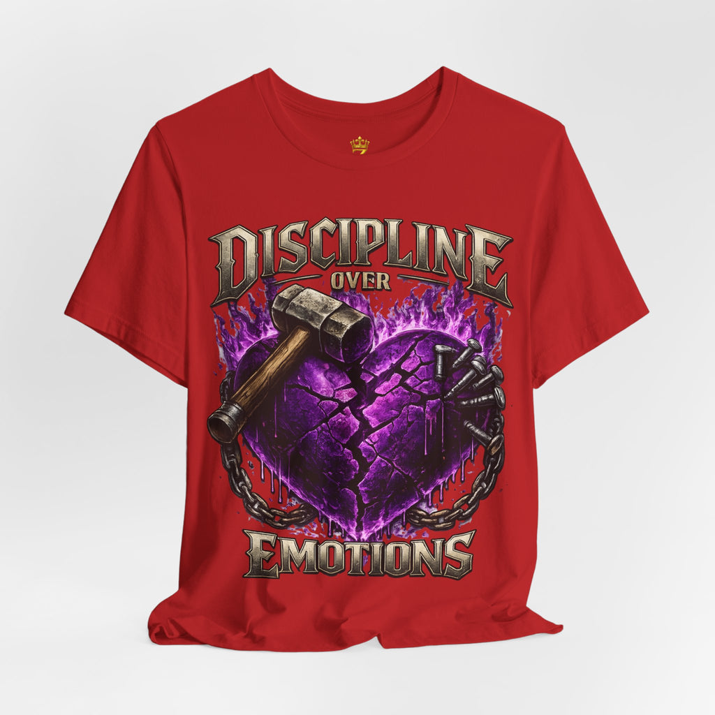 Discipline Over Emotions Premium Graphic T-Shirt (Purple Heart) Printify